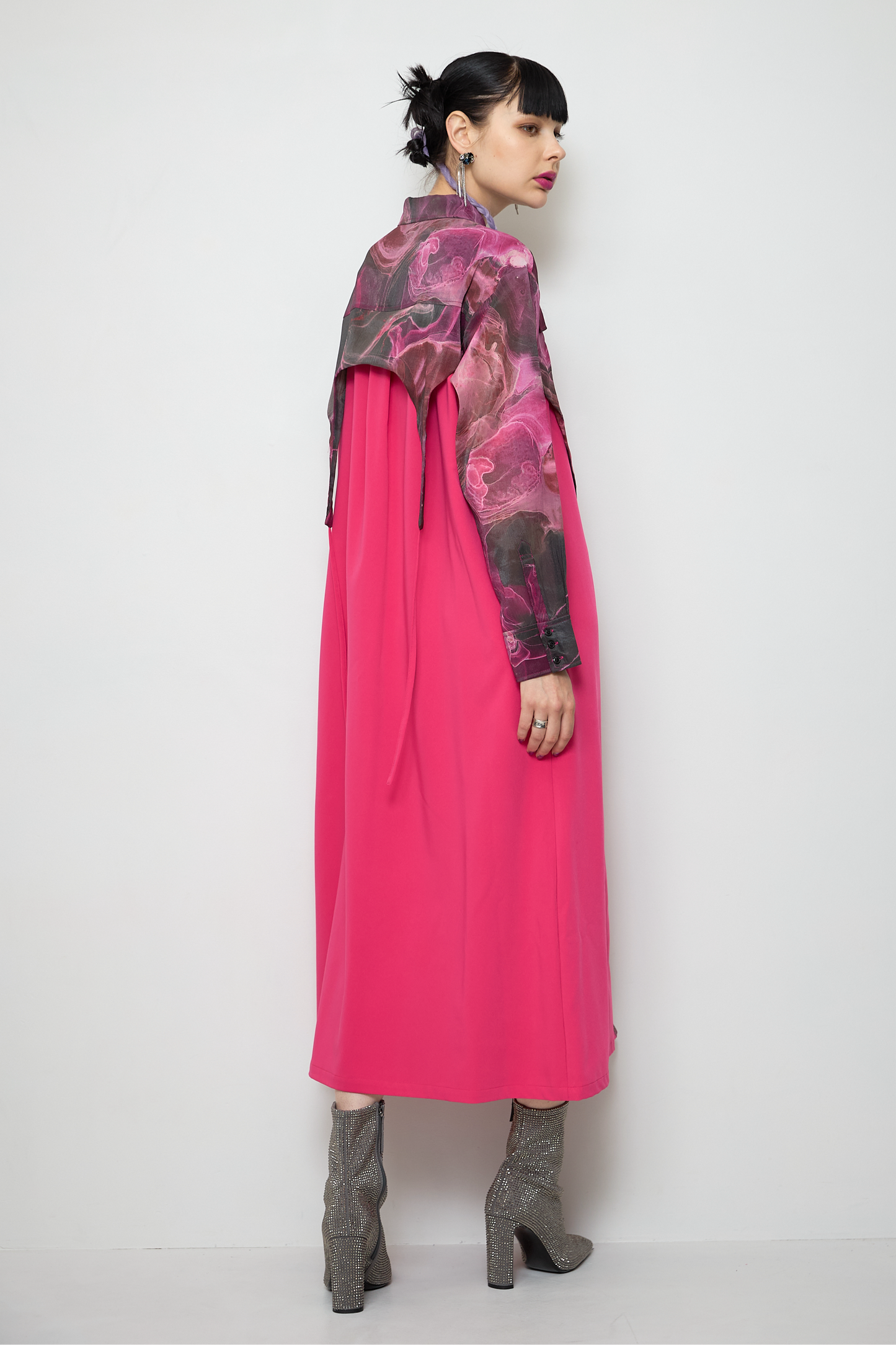 Marble paint irregular hem one piece