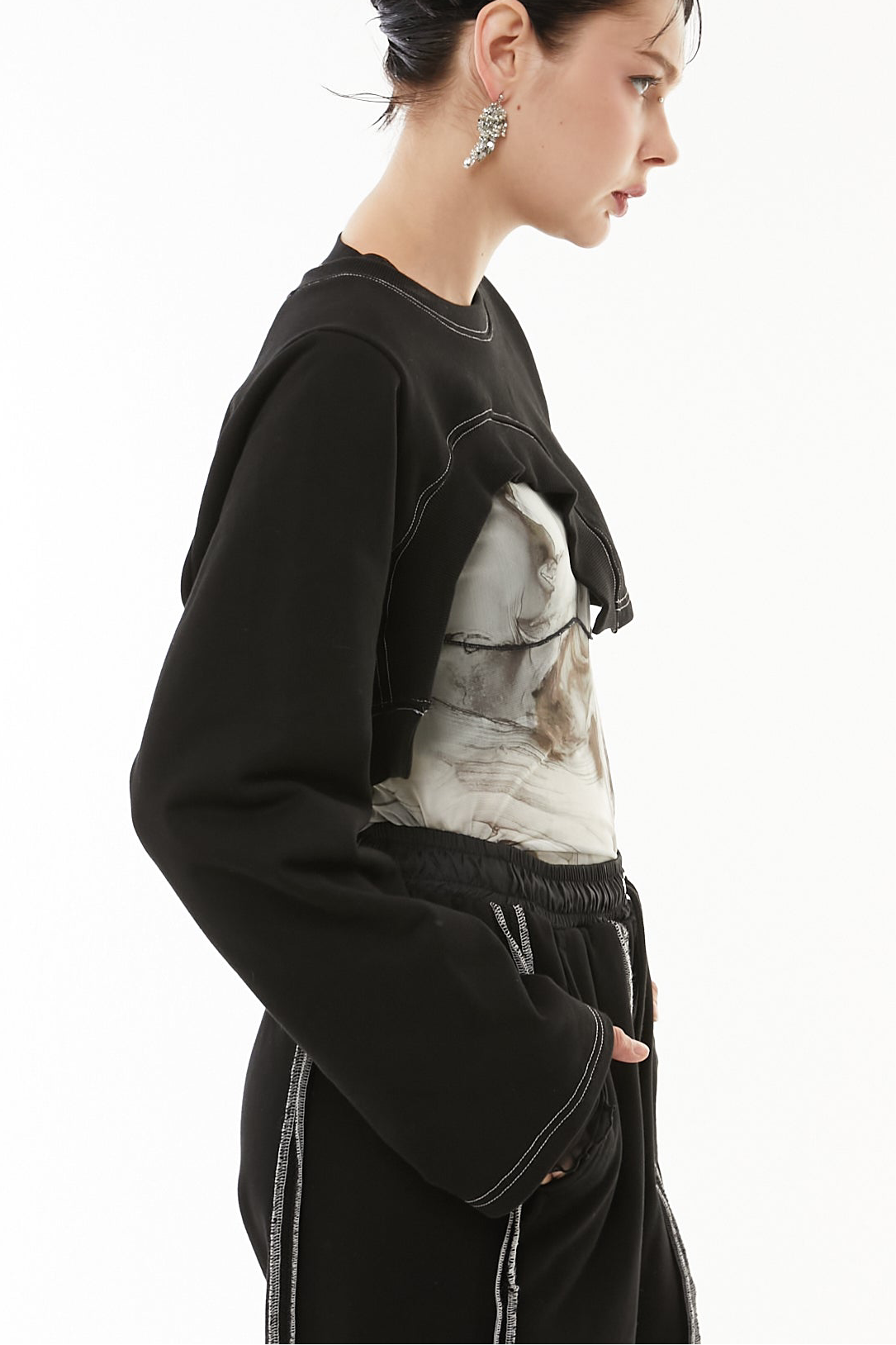 Asymmetric short hem tops