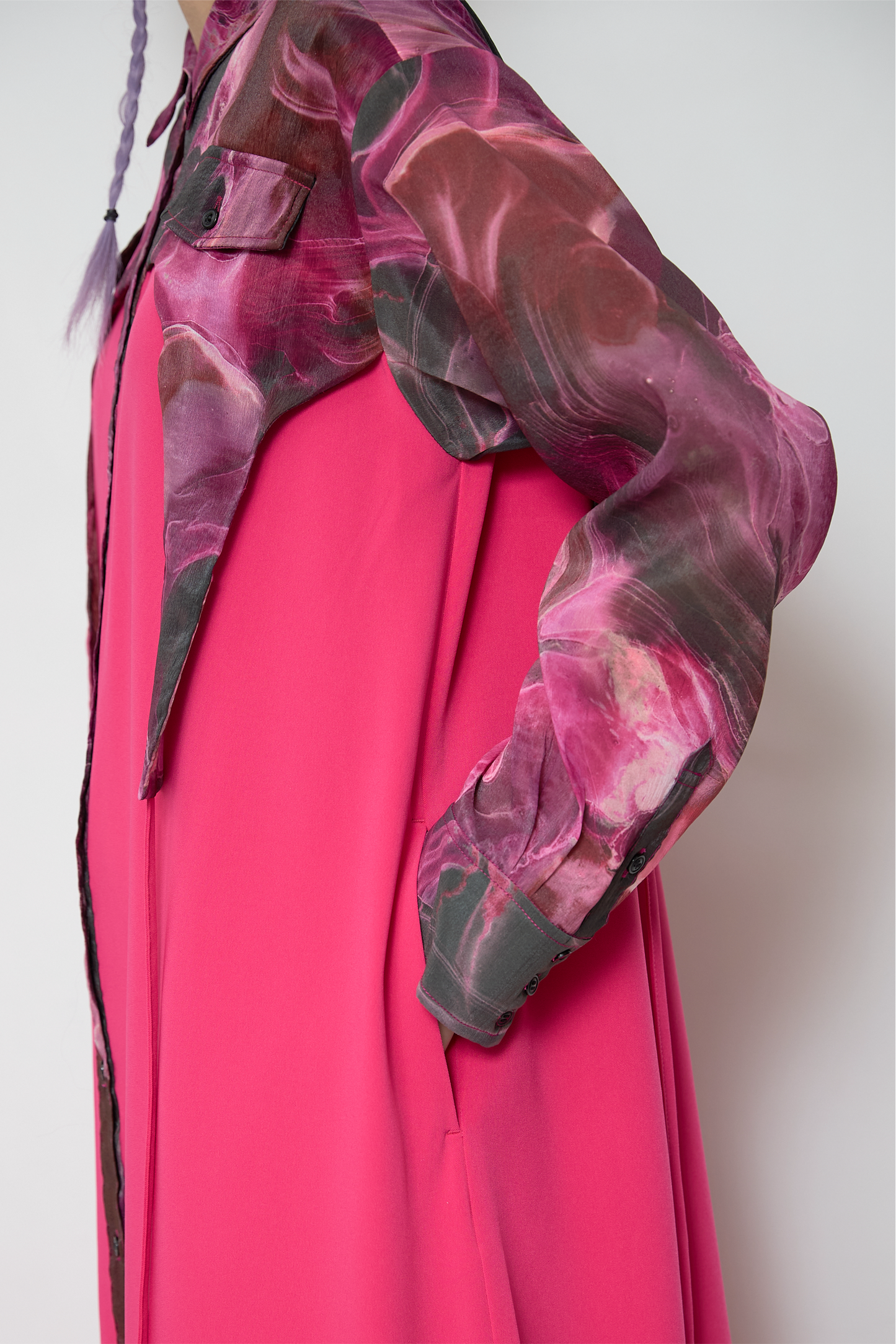 Marble paint irregular hem one piece