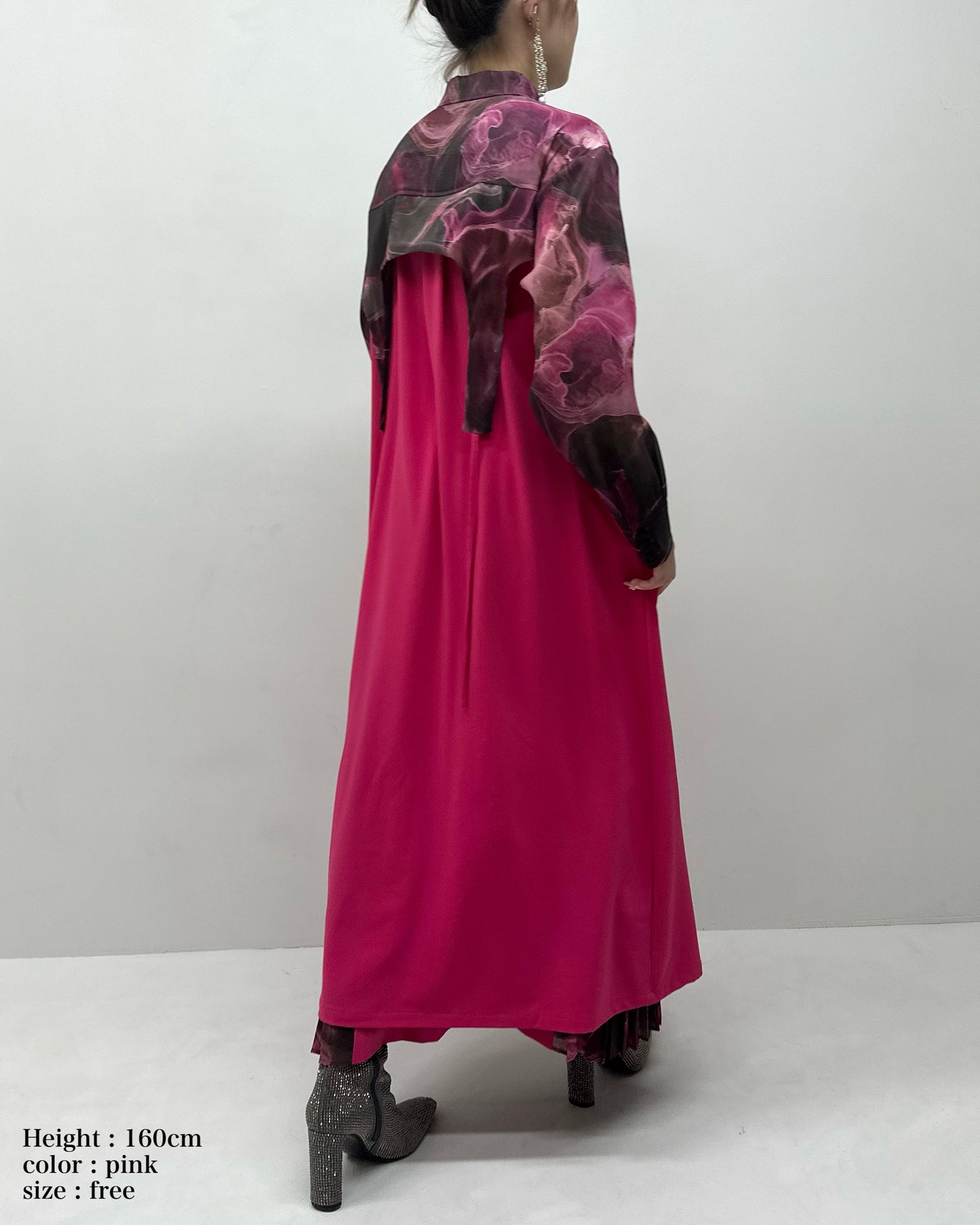 Marble paint irregular hem one piece