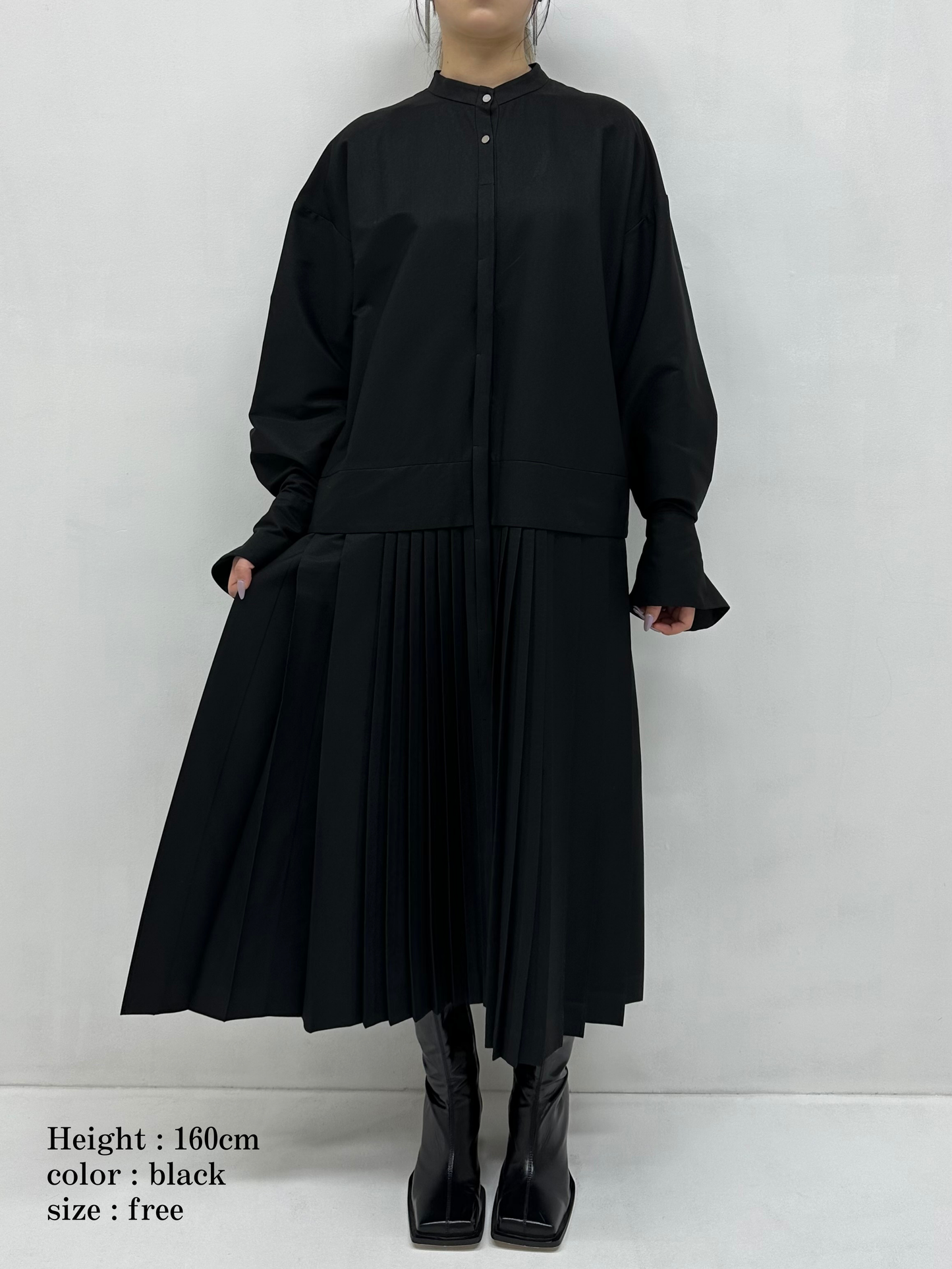 2way sleeve pleated one piece