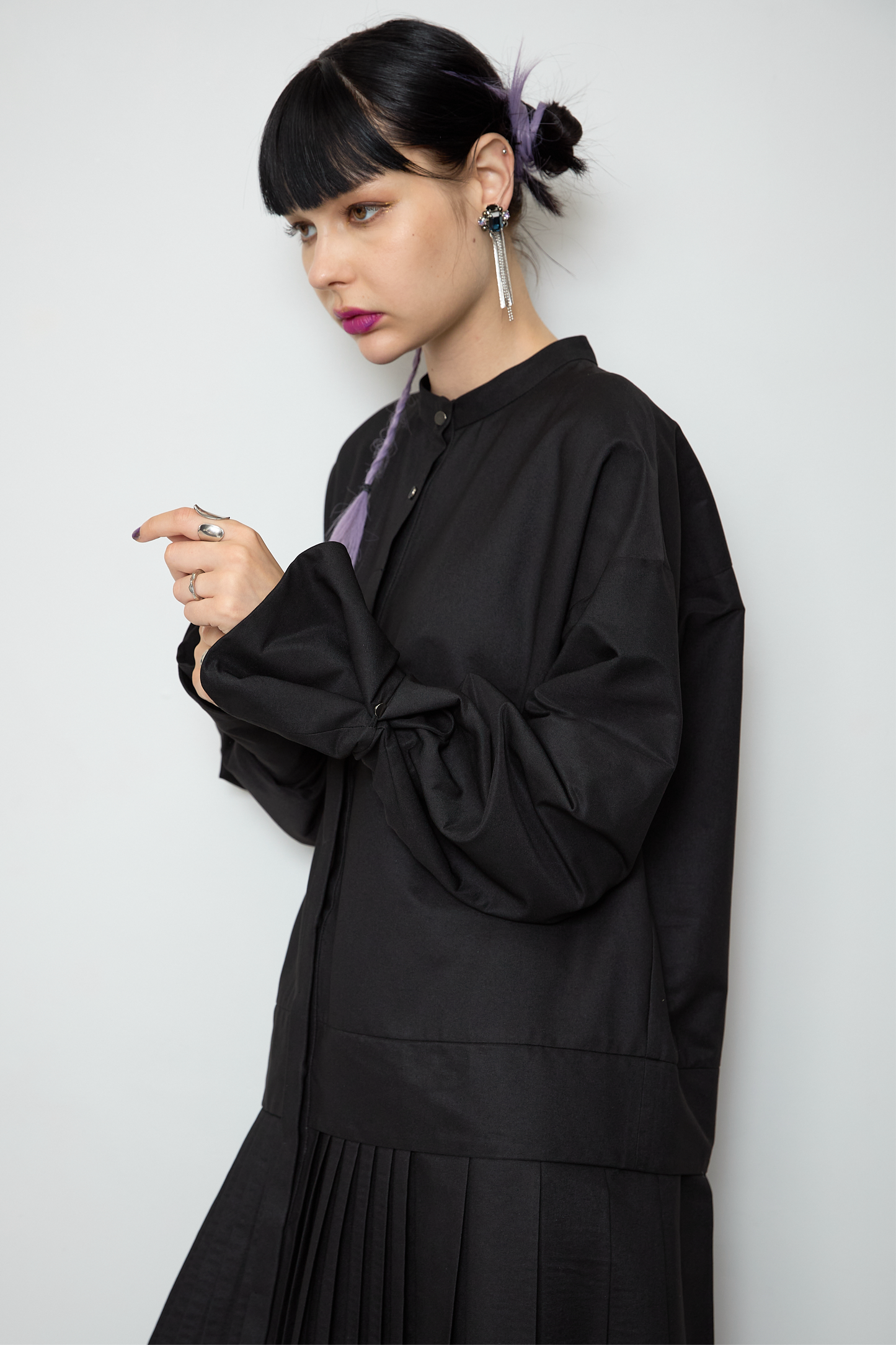 2way sleeve pleated one piece