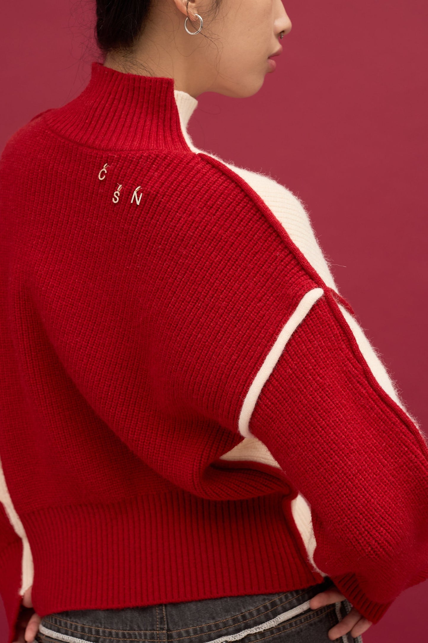 2way bicolor turtle knit