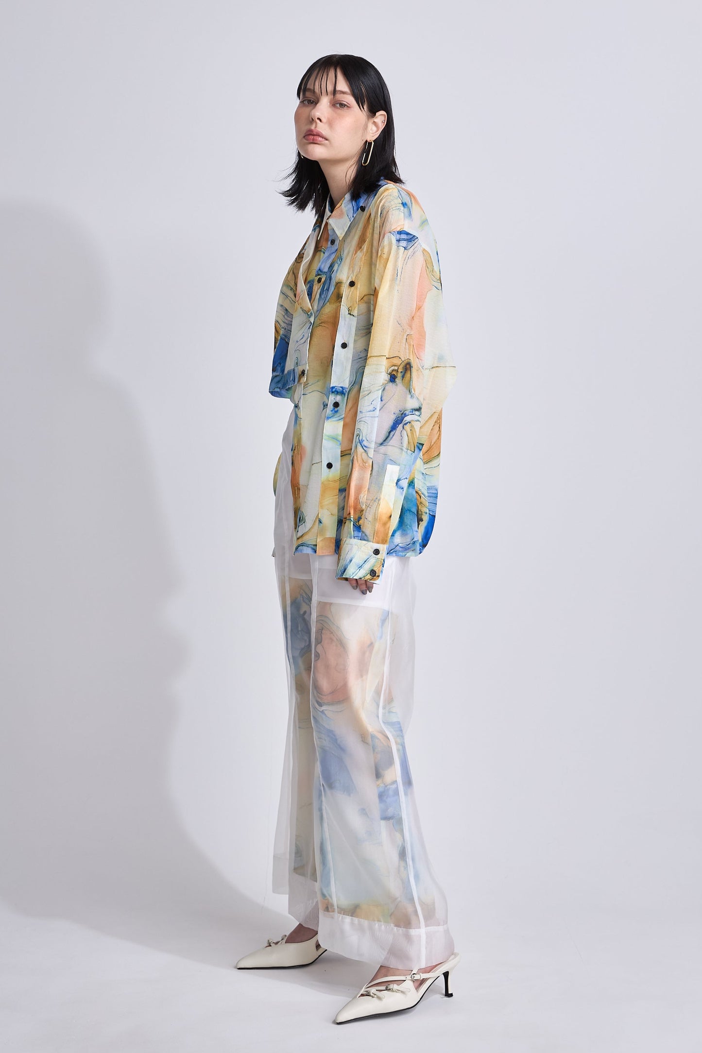 【在庫IN残2点】 Marble paint big shirt