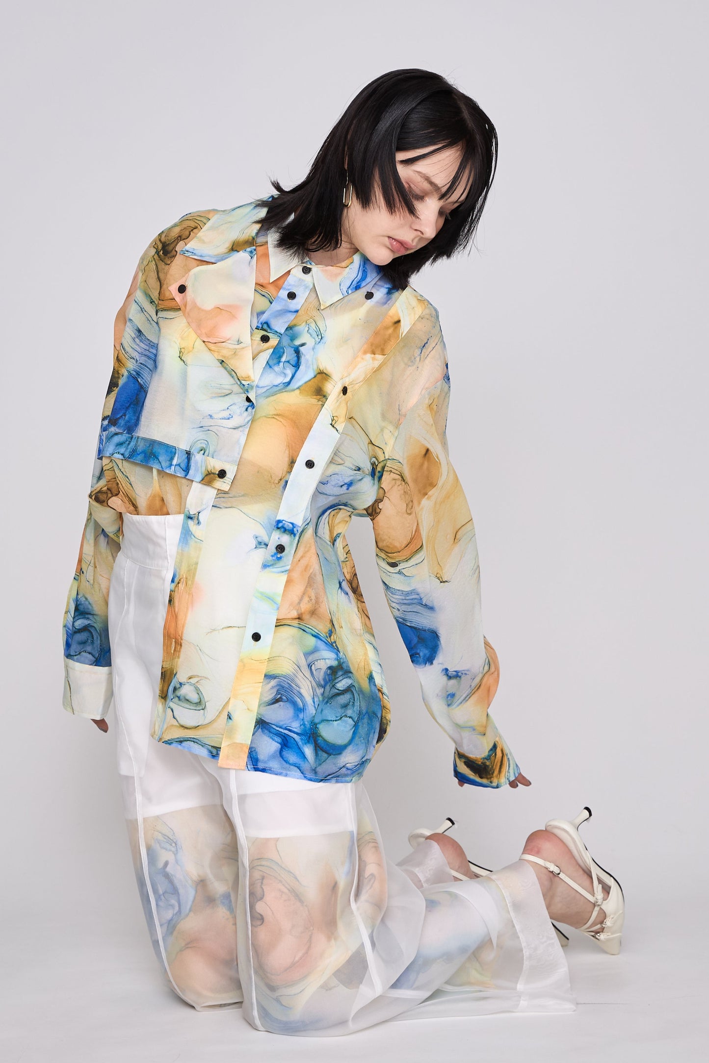 【在庫IN残2点】 Marble paint big shirt