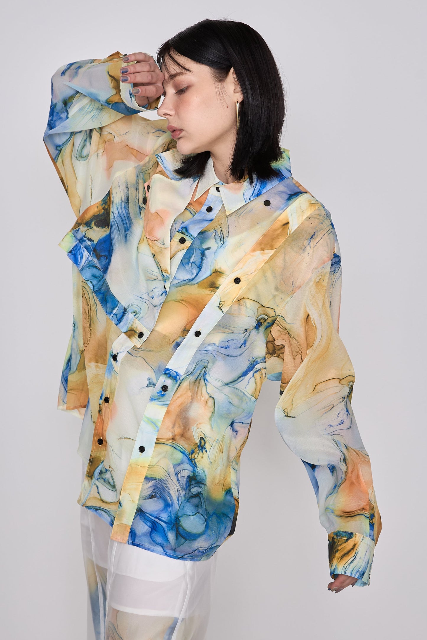 【在庫IN残2点】 Marble paint big shirt