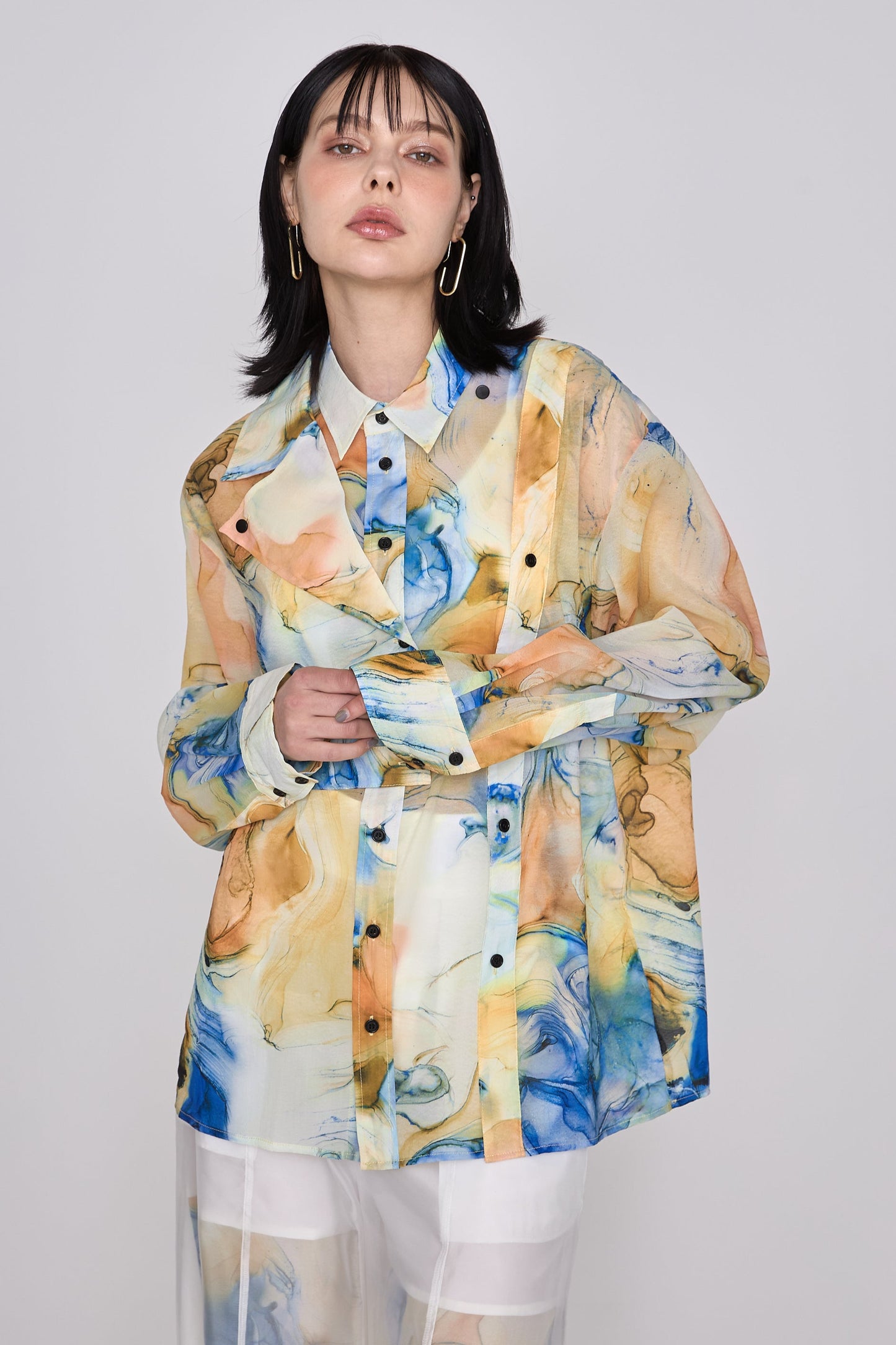 【在庫IN残2点】 Marble paint big shirt