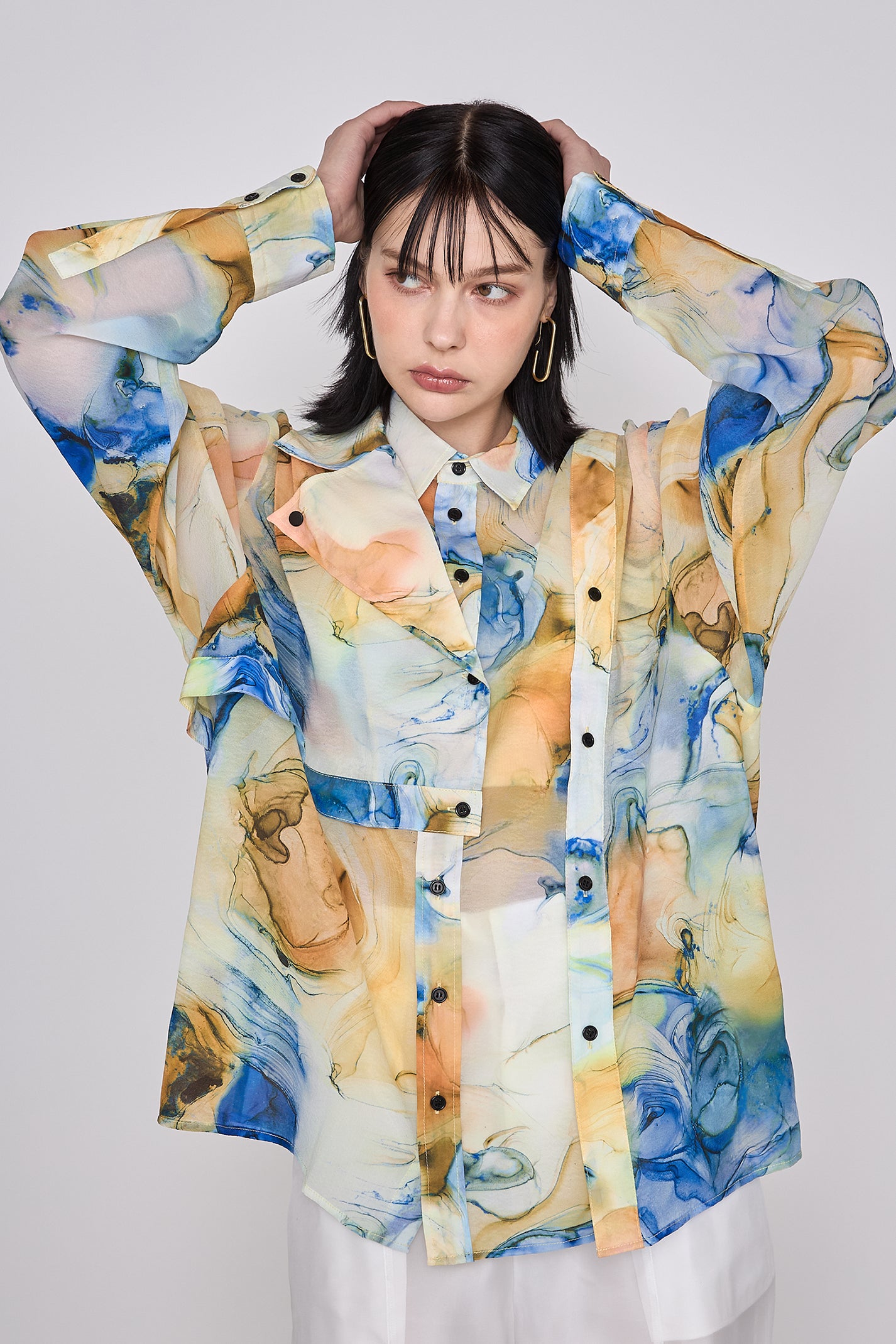 【在庫IN残2点】 Marble paint big shirt