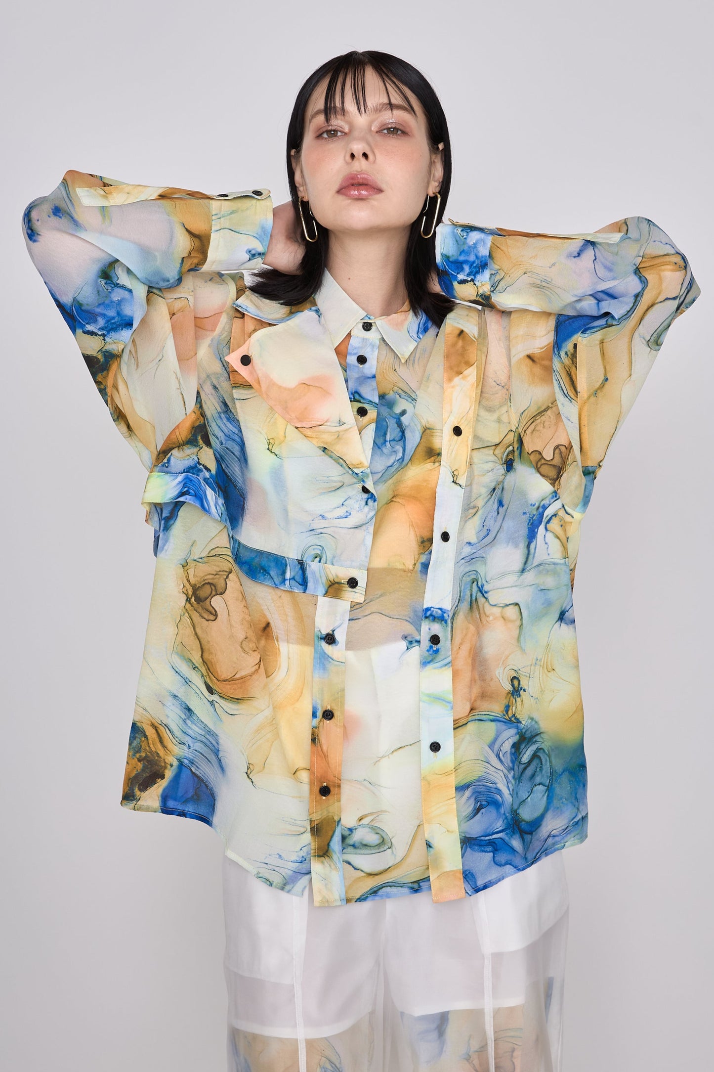 【在庫IN残2点】 Marble paint big shirt
