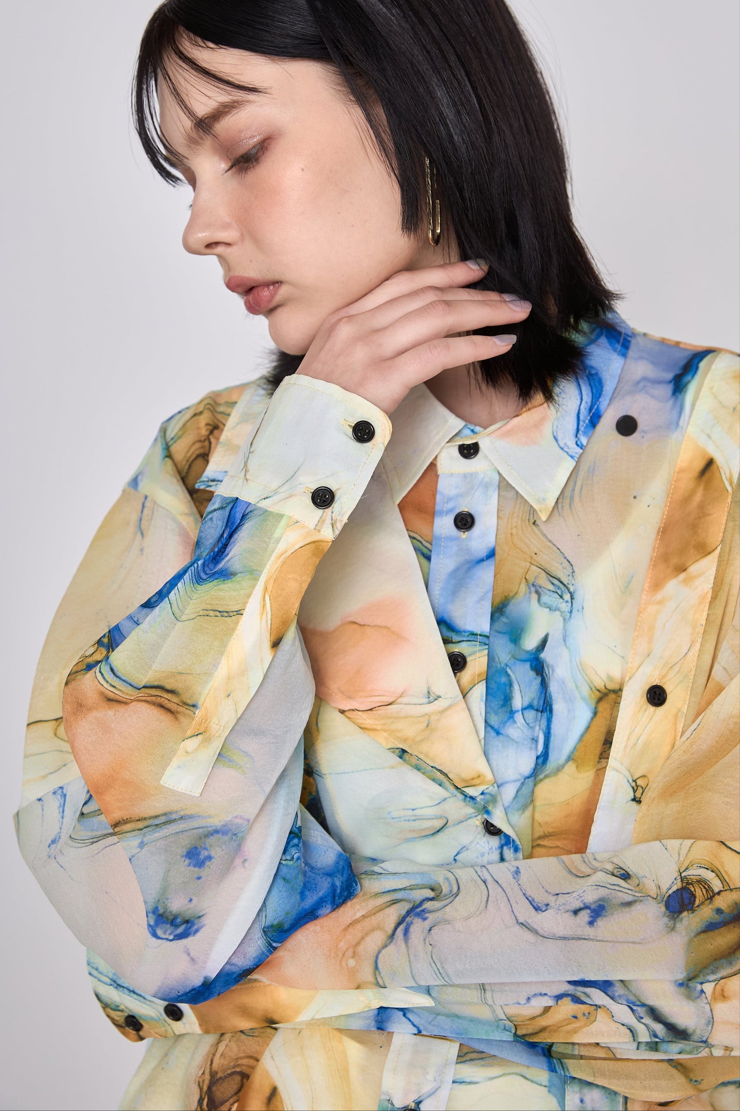 【在庫IN残2点】 Marble paint big shirt