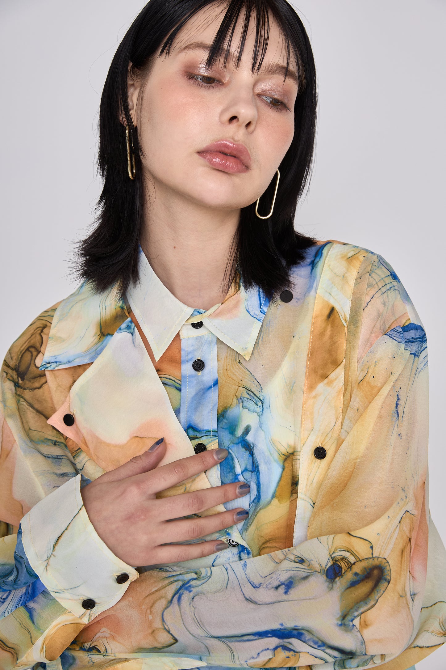 【在庫IN残2点】 Marble paint big shirt