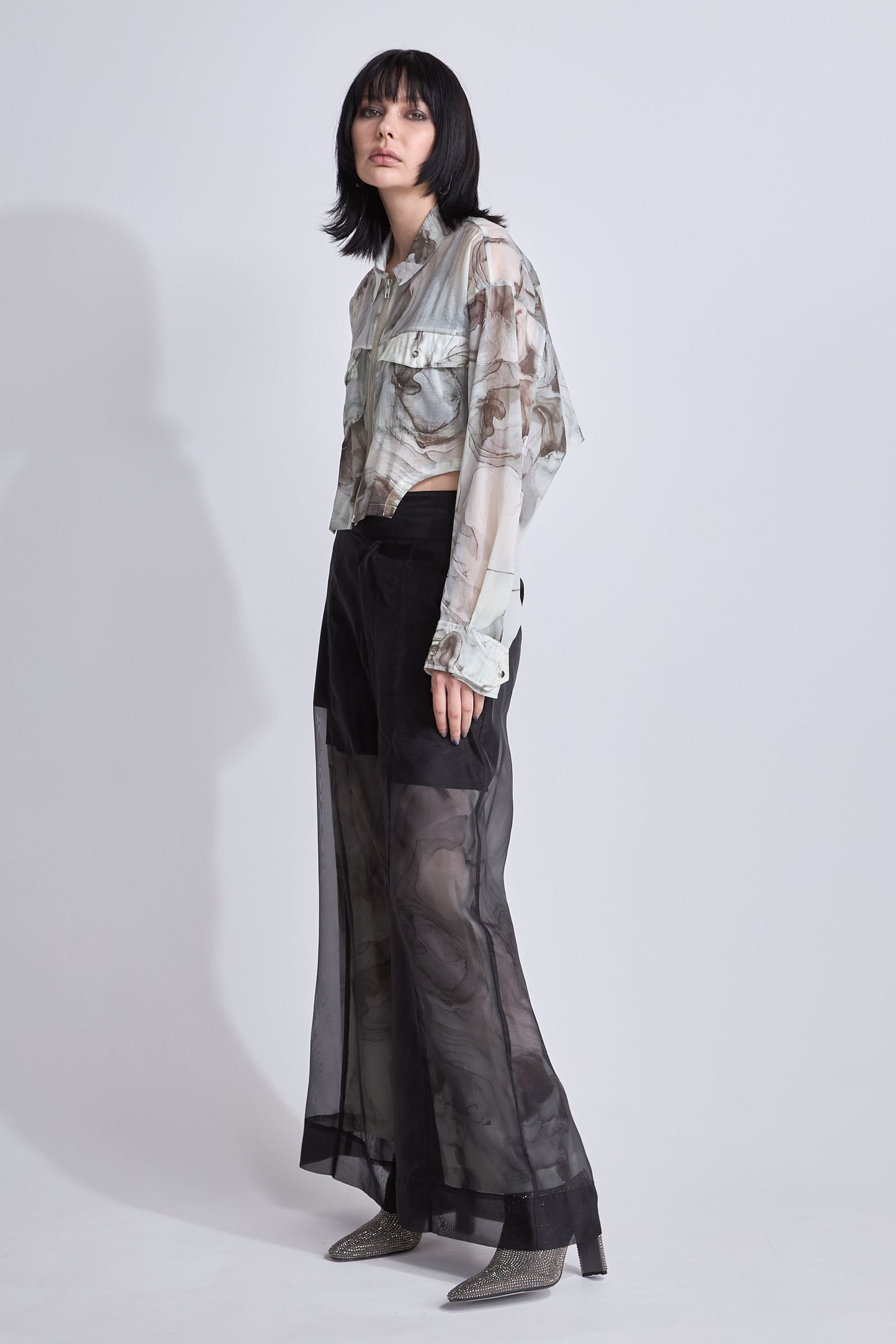 Marble paint zip shirt