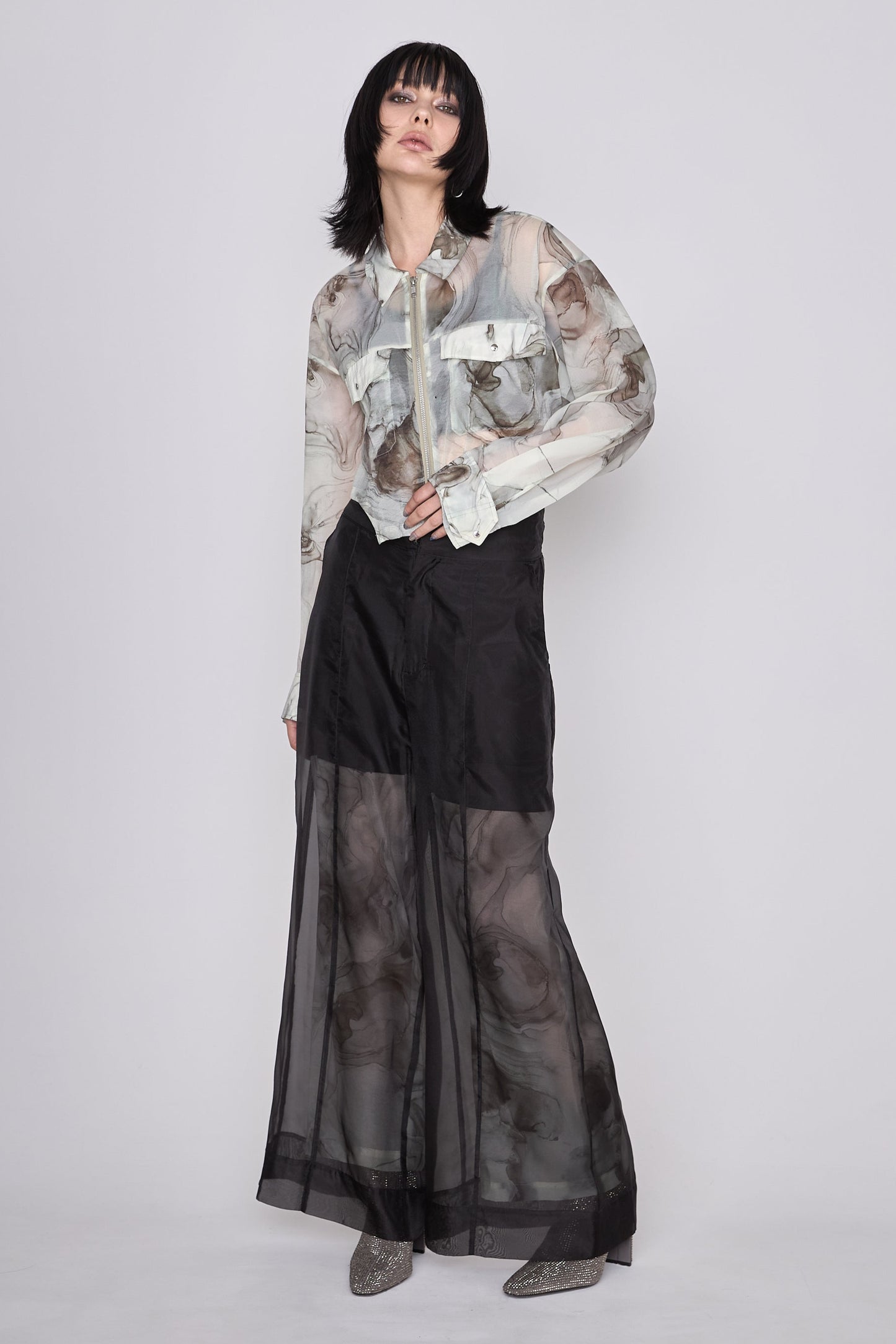 Marble paint zip shirt
