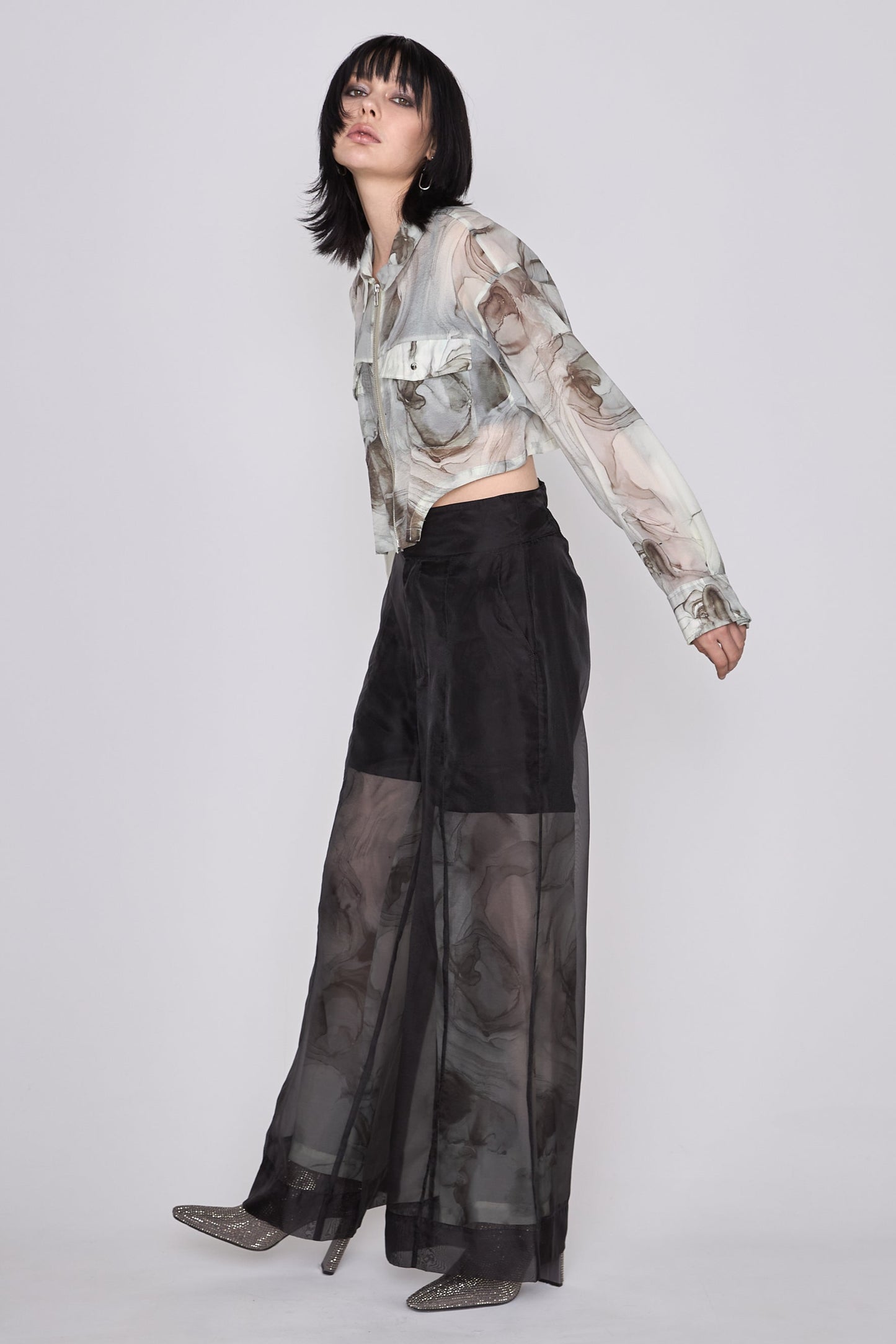 Marble paint zip shirt