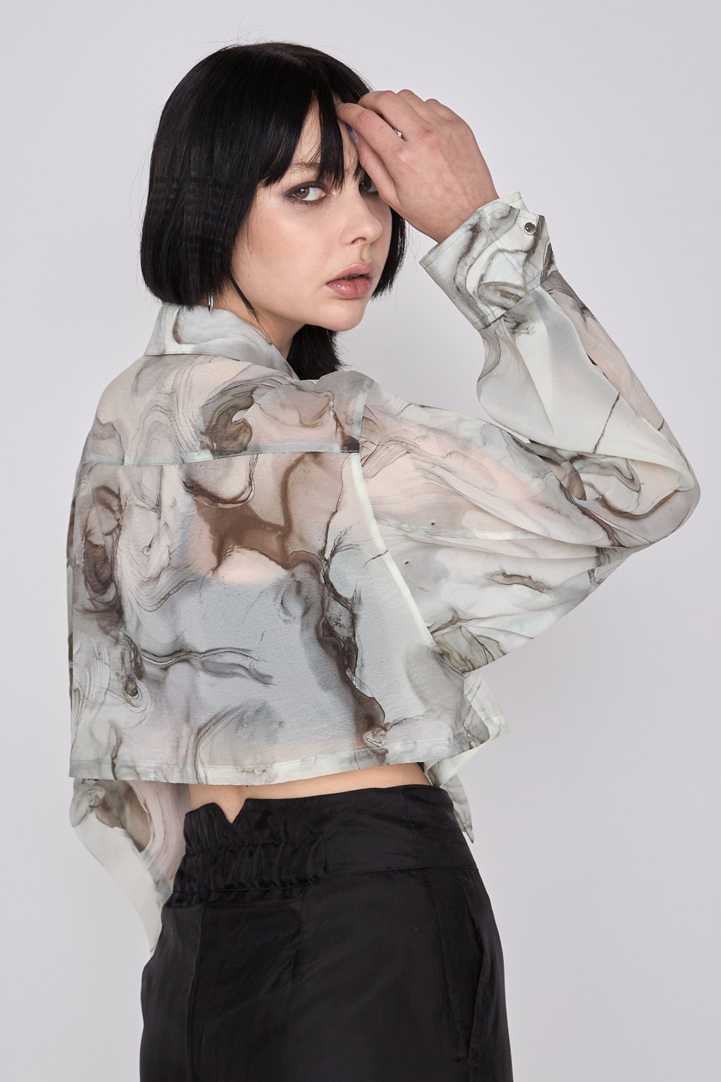 Marble paint zip shirt