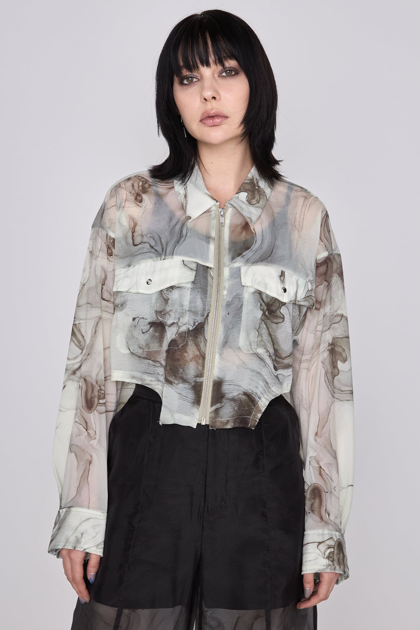 Marble paint zip shirt