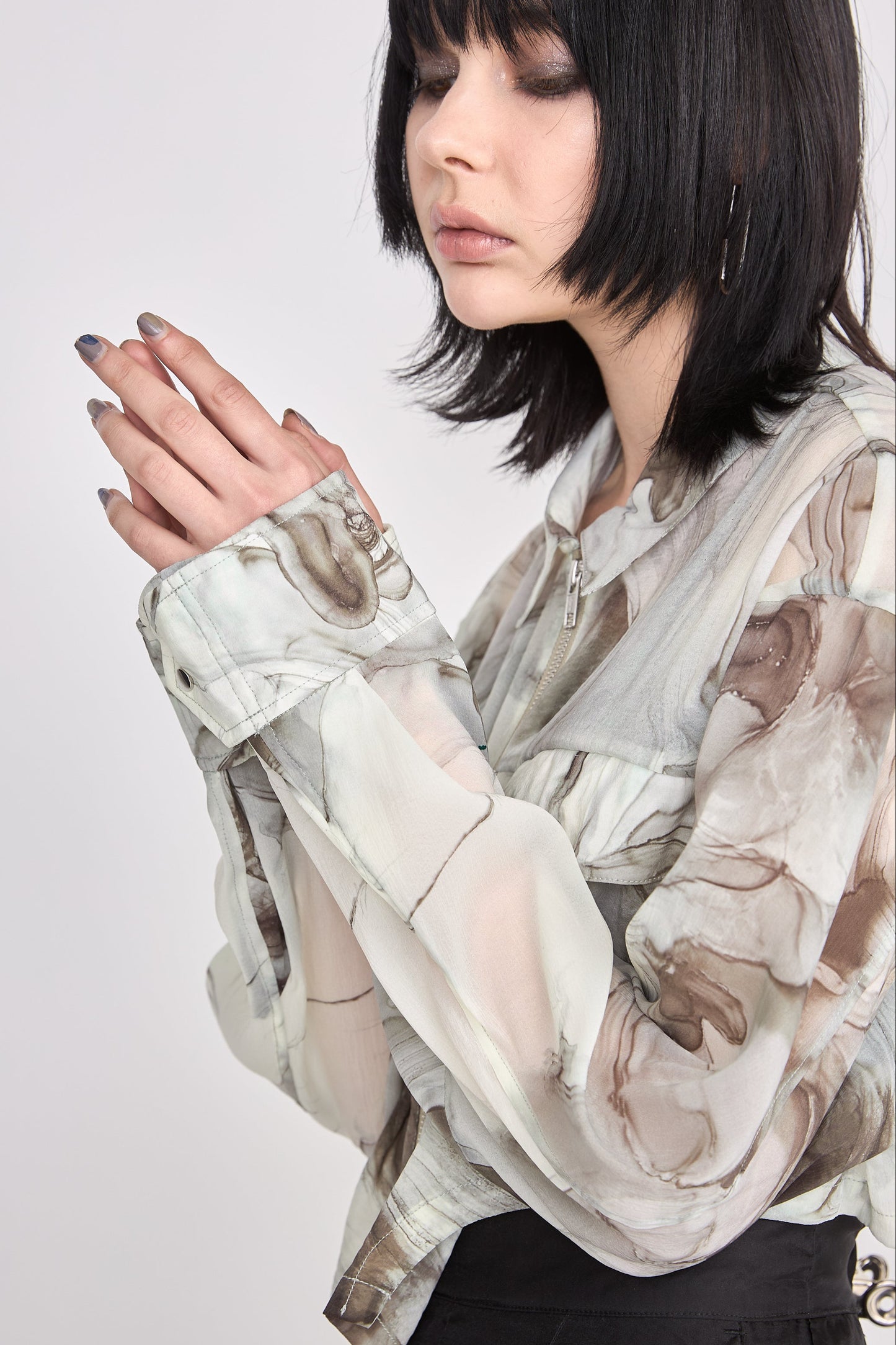 Marble paint zip shirt