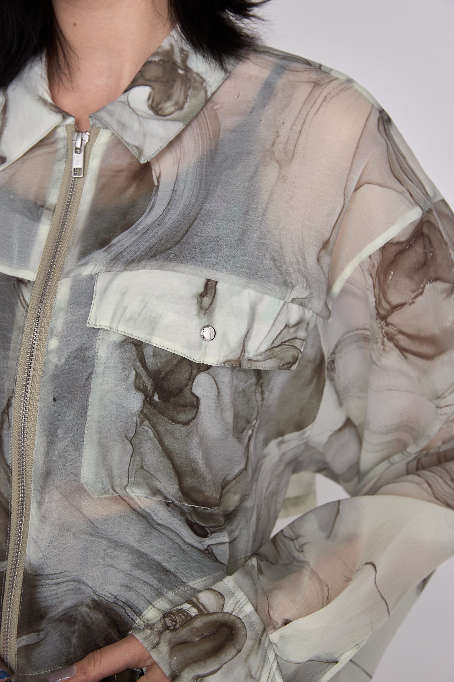 Marble paint zip shirt