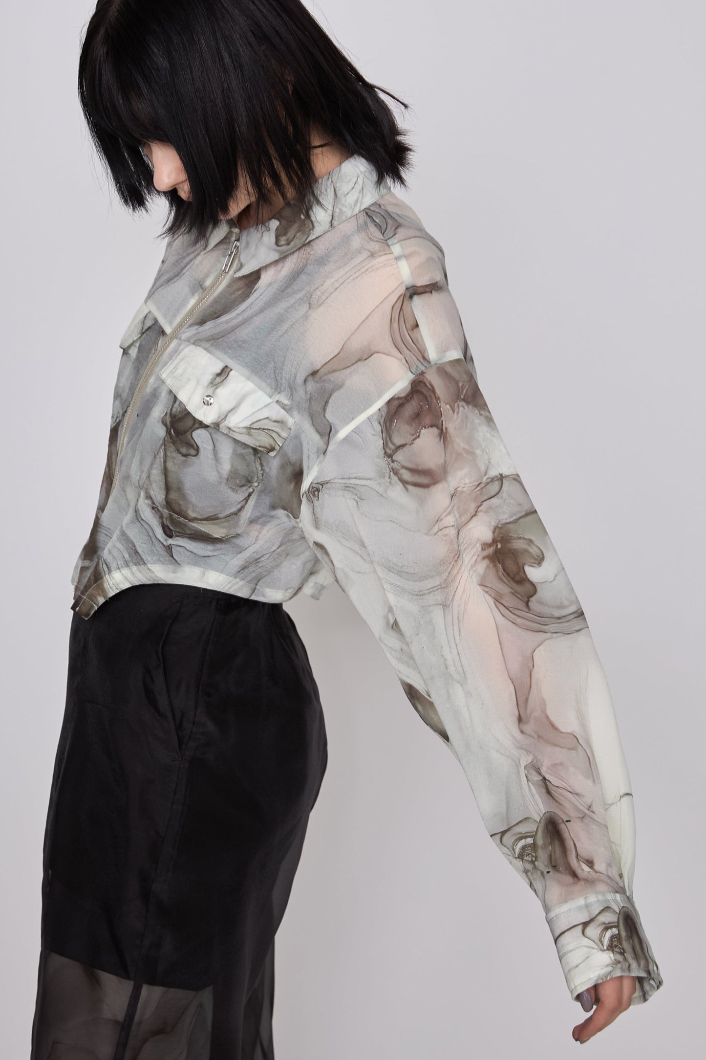 Marble paint zip shirt