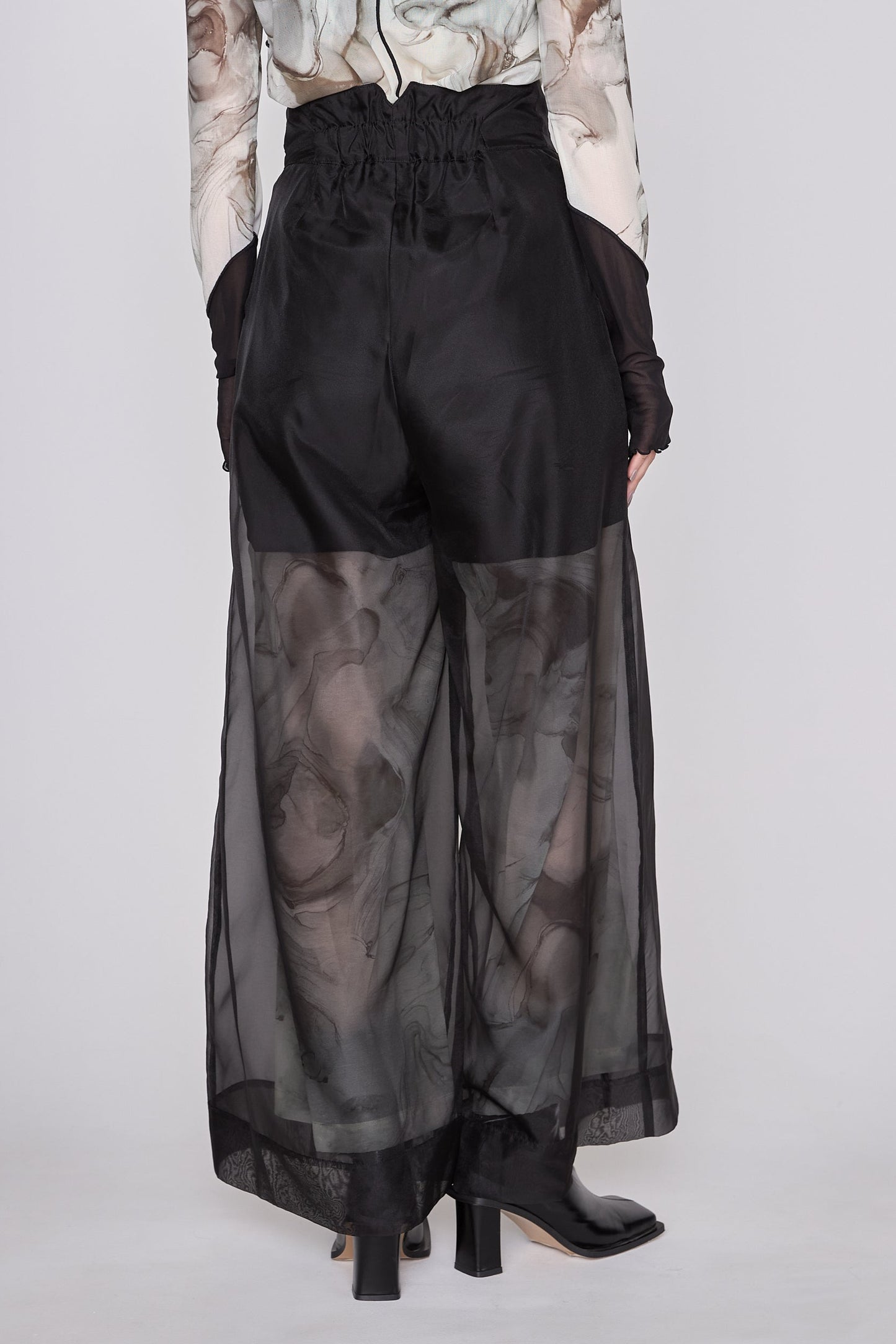 Marble paint sheer wide pants