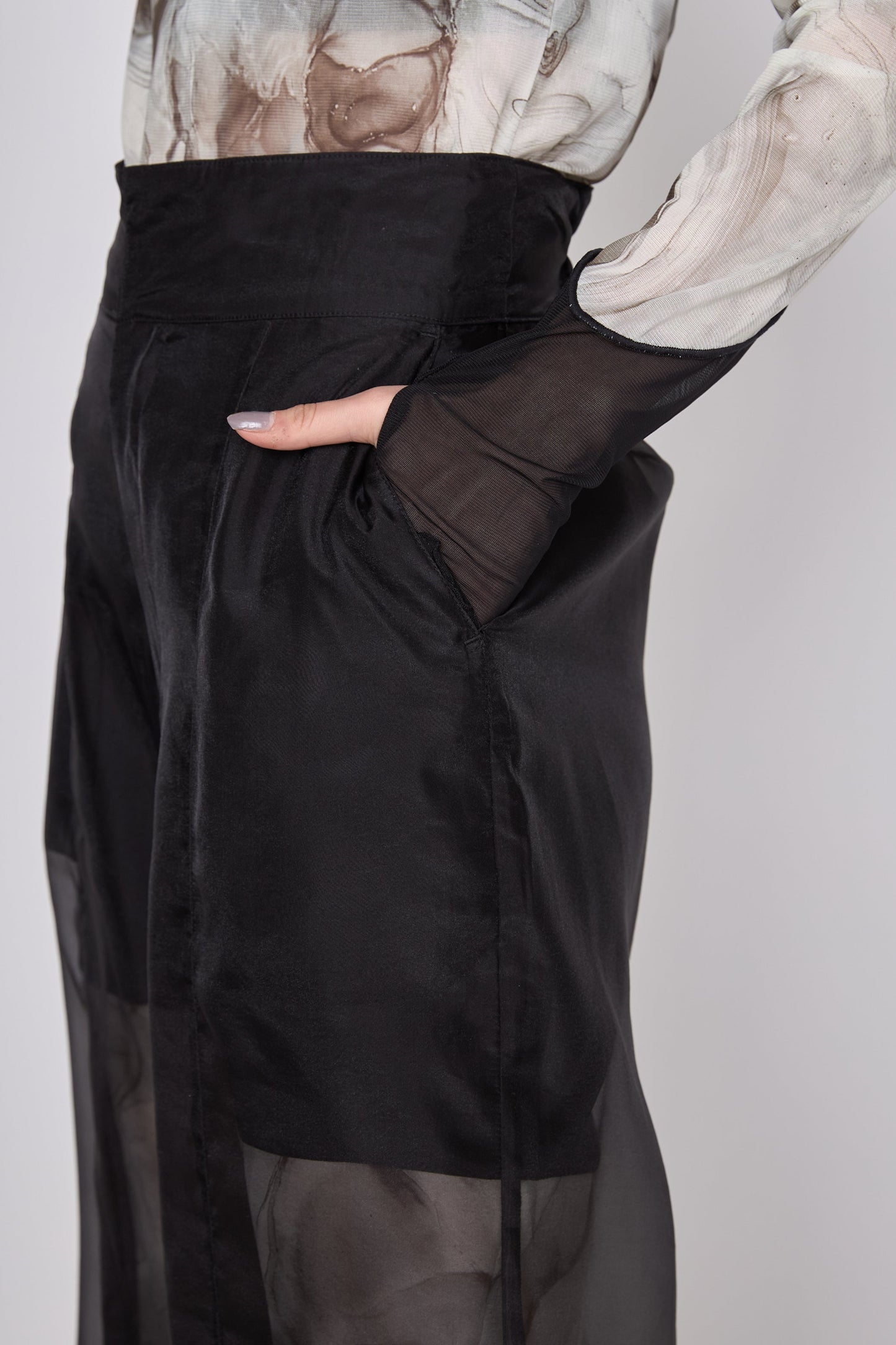 Marble paint sheer wide pants