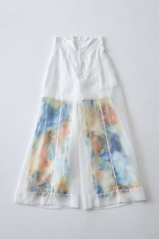 【OUTLET】Marble paint sheer wide pants