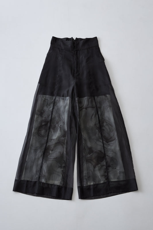 Marble paint sheer wide pants