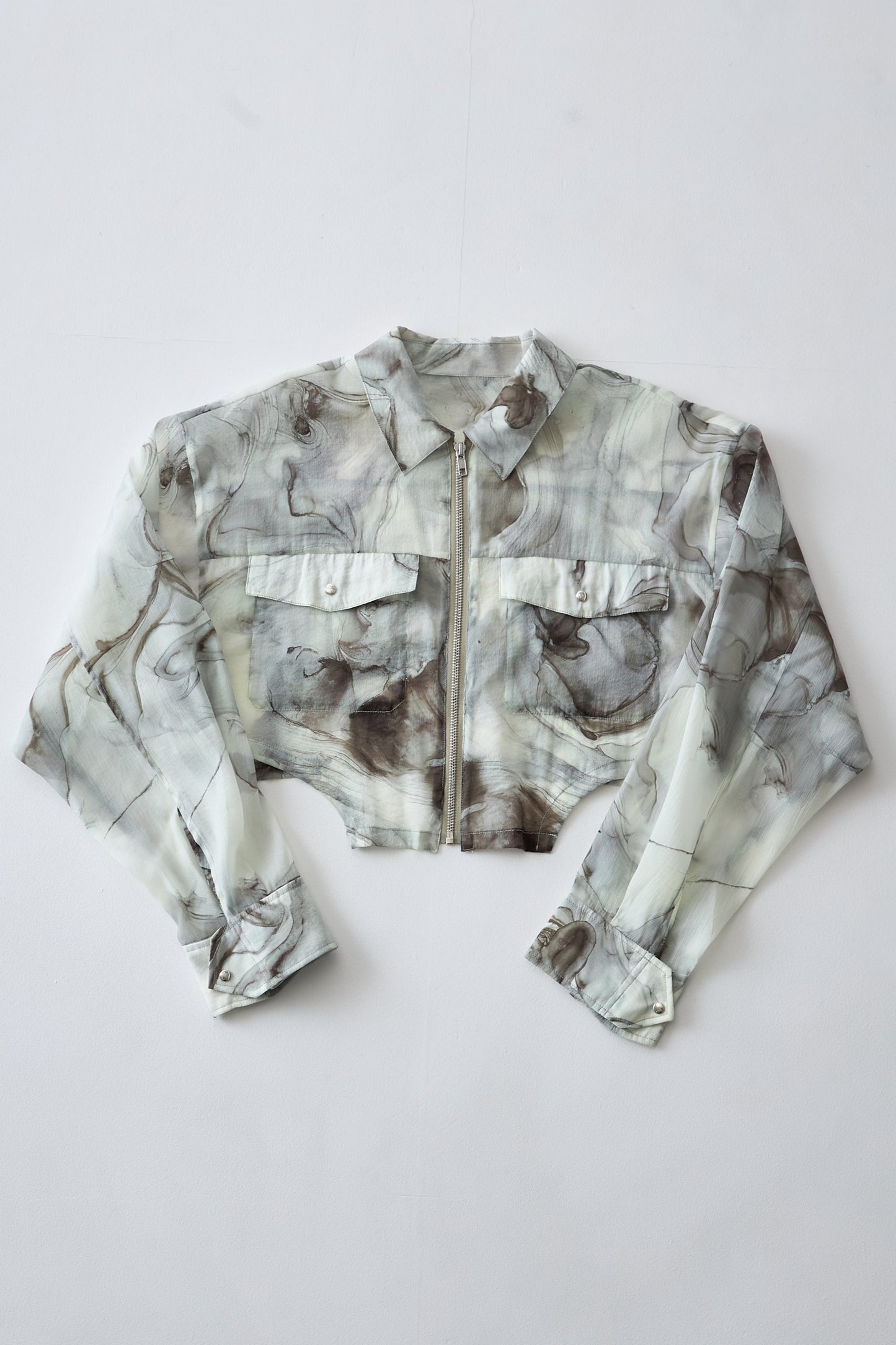 Marble paint zip shirt