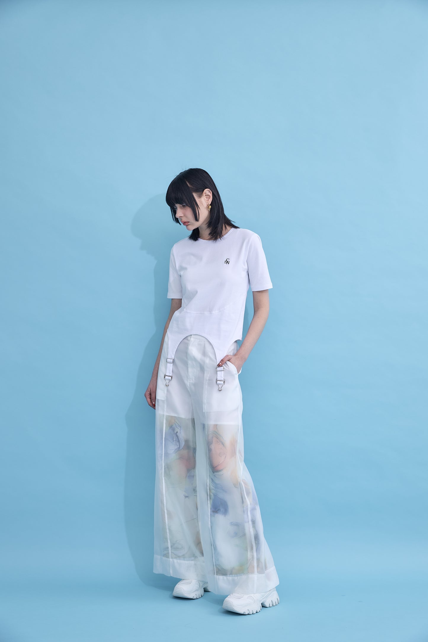 【OUTLET】Irregular hem logo T-shirt