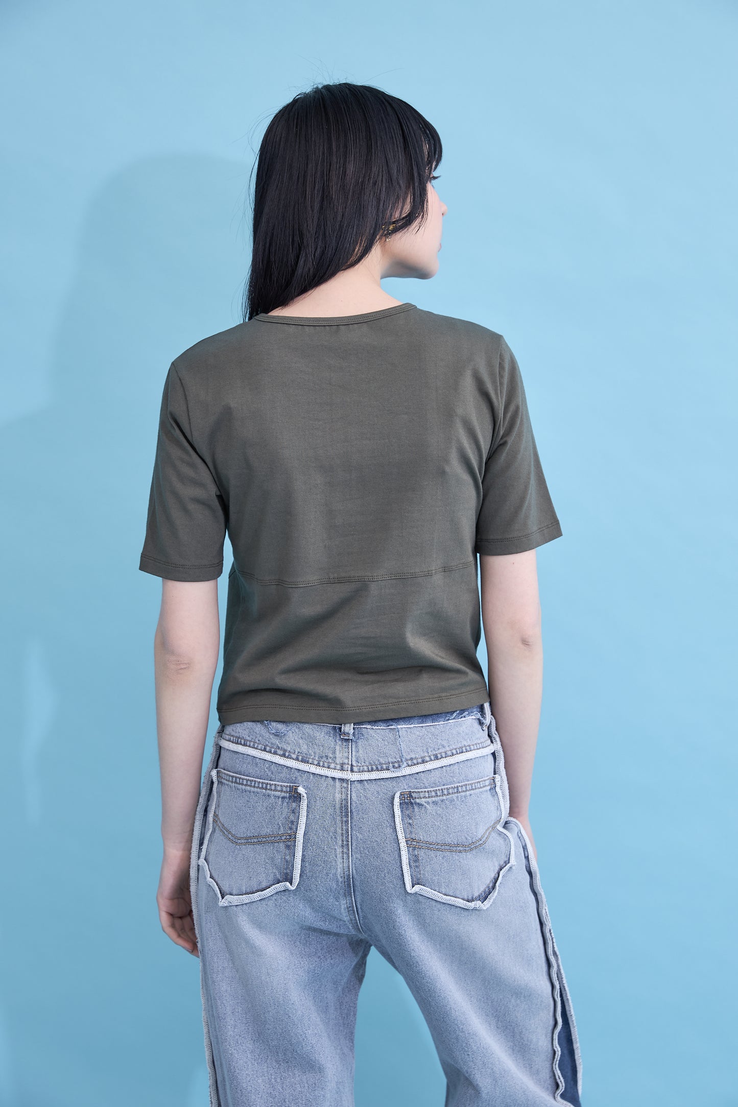 Irregular hem logo T-shirt