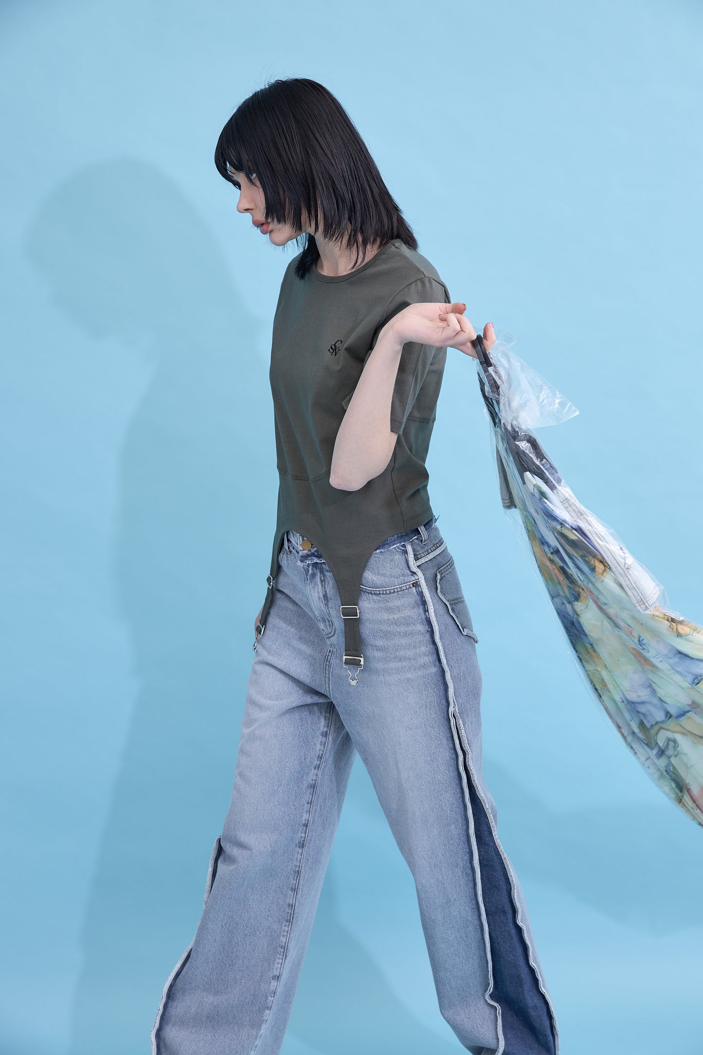 Irregular hem logo T-shirt