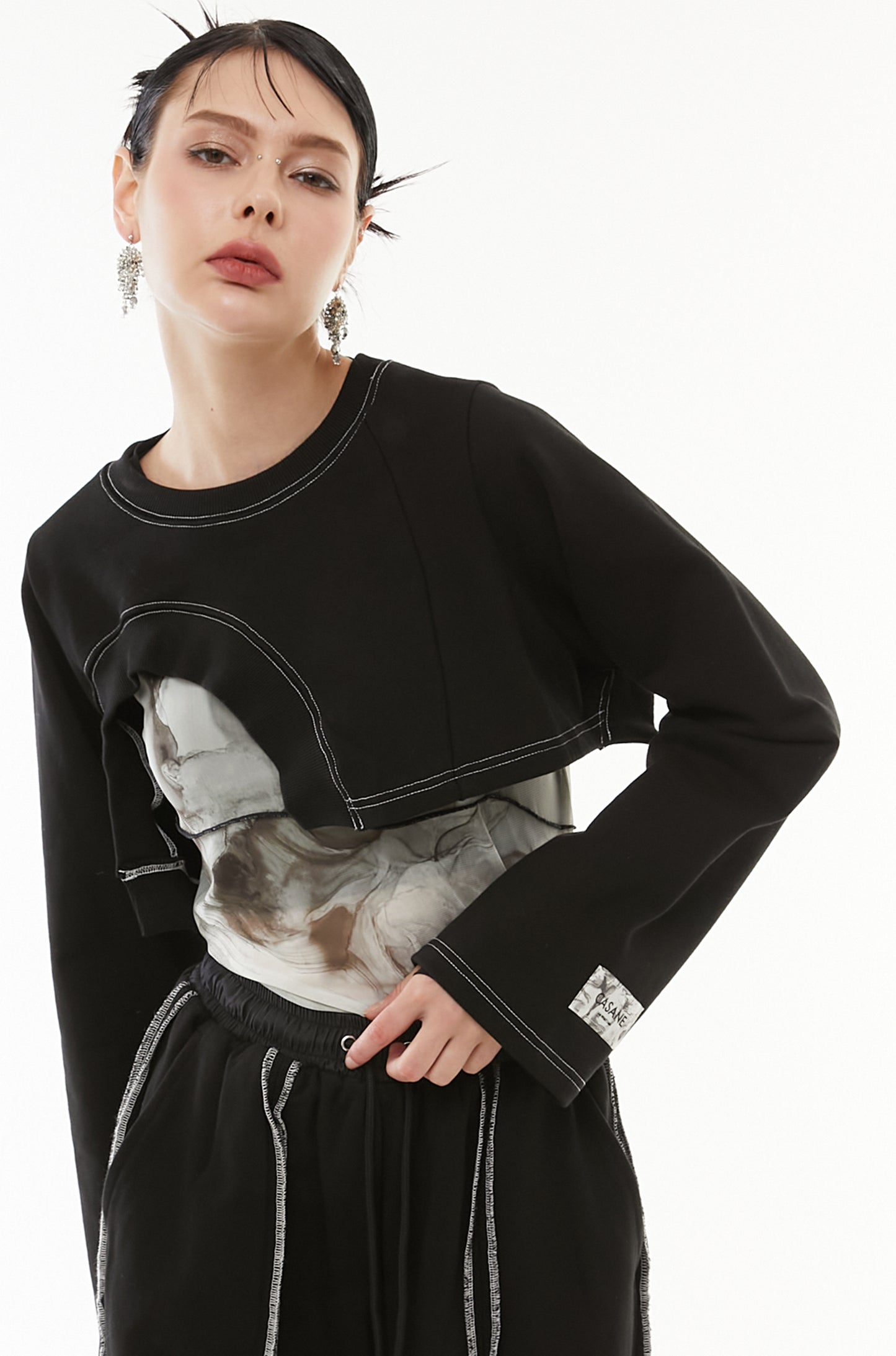 Asymmetric short hem tops