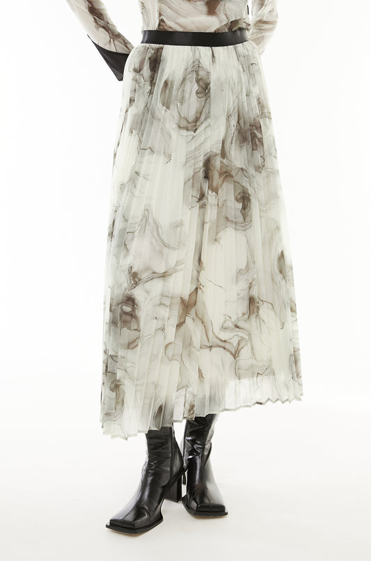 Marble paint pleated skirt