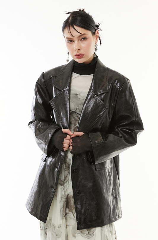 【残1点】Luster Faux Leather Jacket