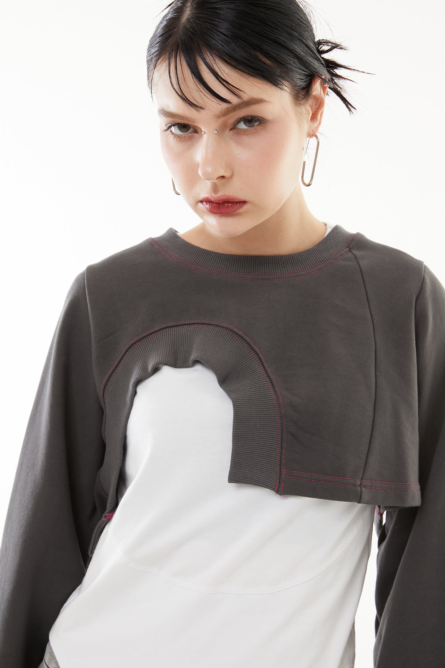 Asymmetric hem short tops