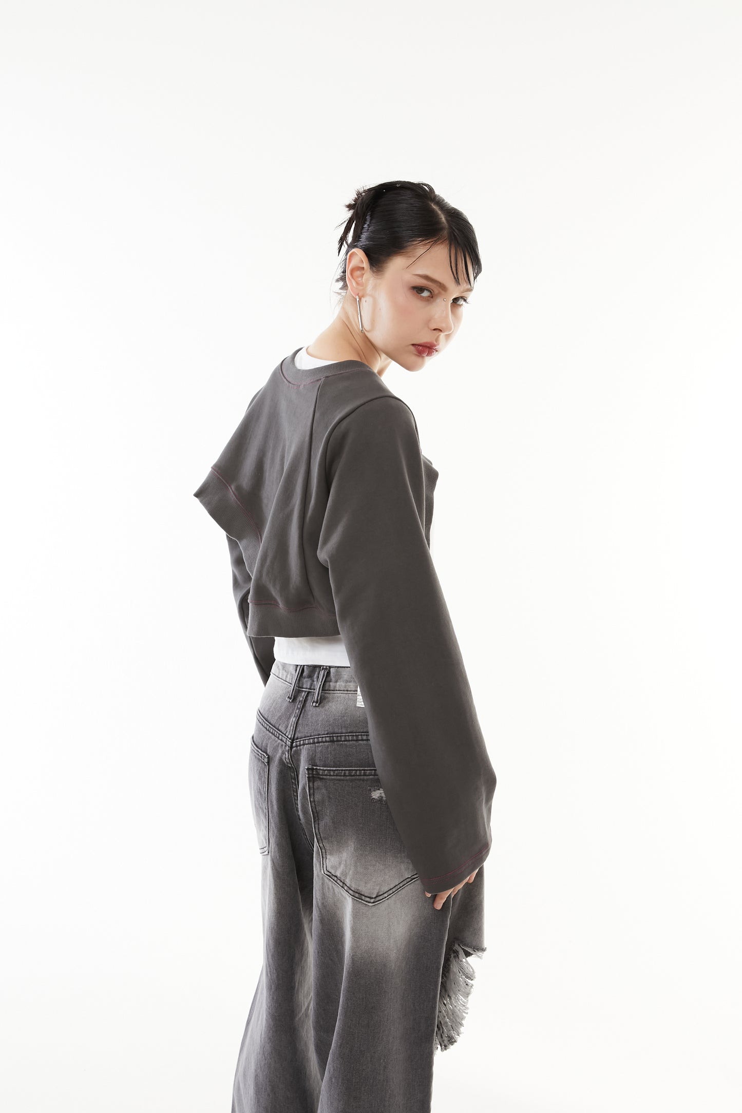 Asymmetric hem short tops