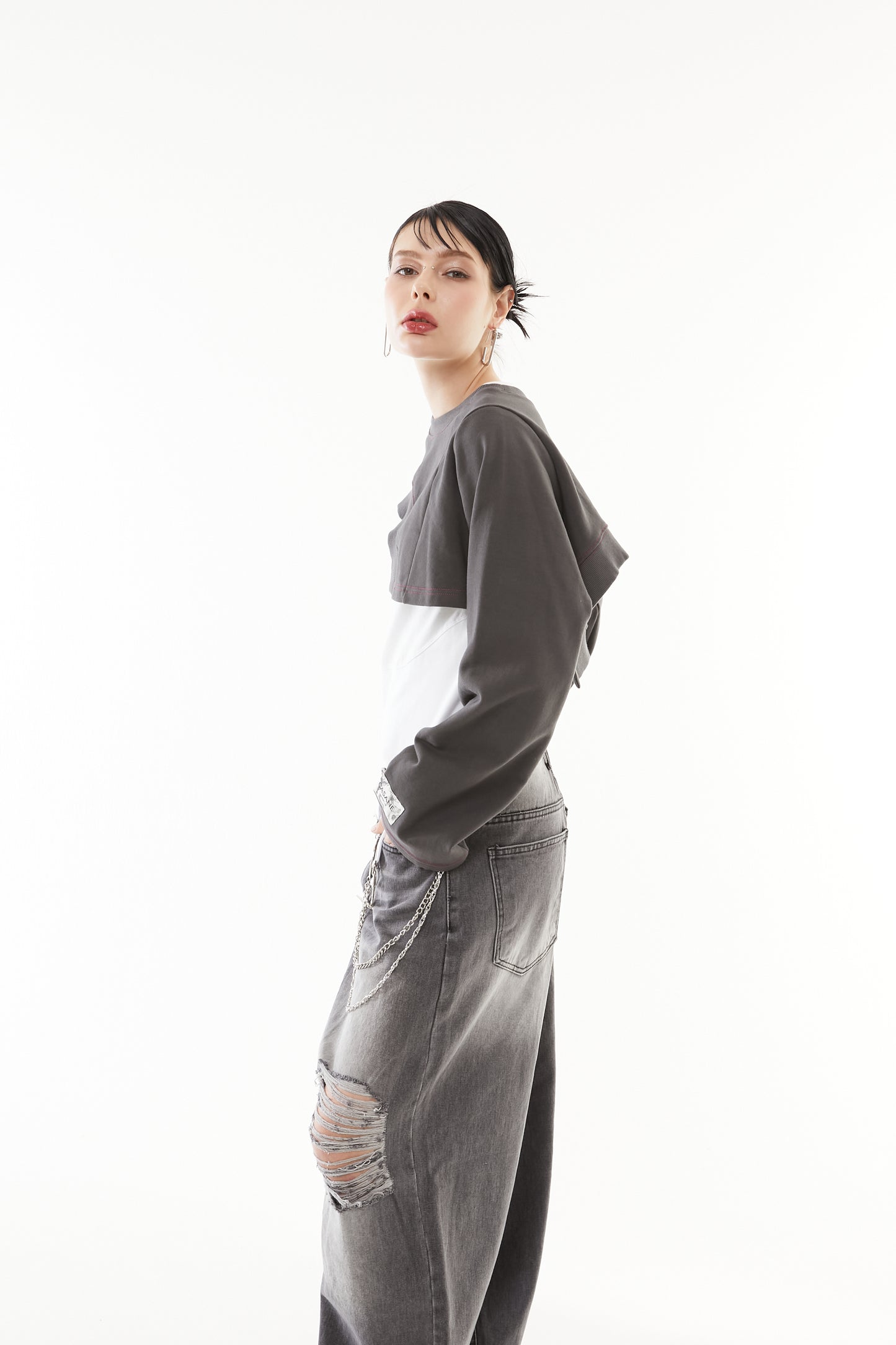 Asymmetric hem short tops
