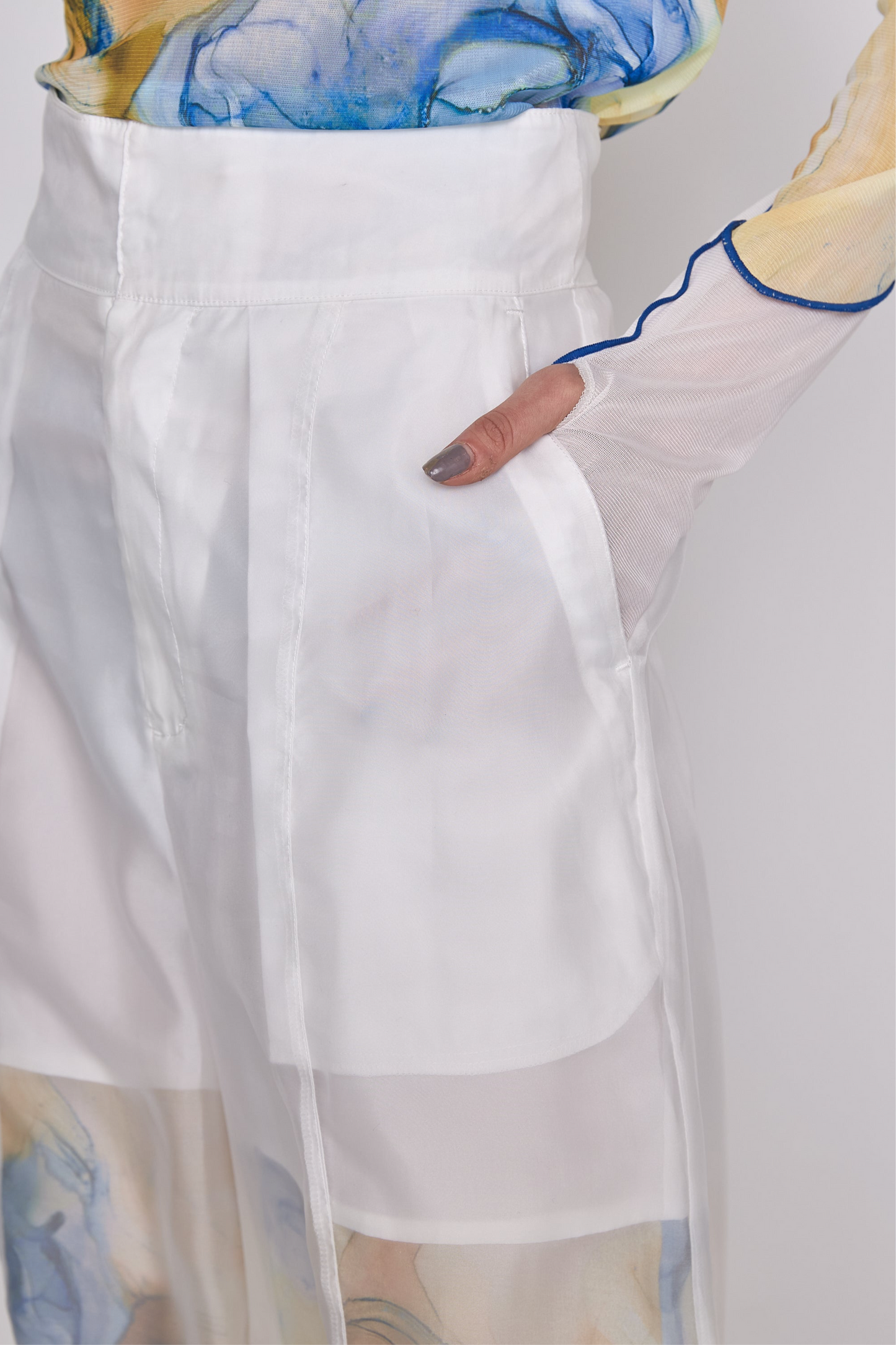 【残1点】Marble paint sheer wide pants
