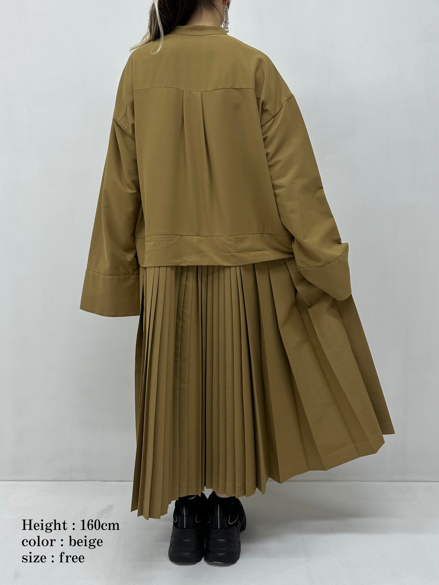 2way sleeve pleated one piece