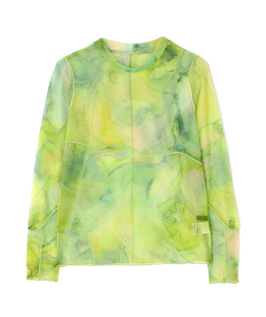 【OUTLET】Marble paint crew tops -LIME-