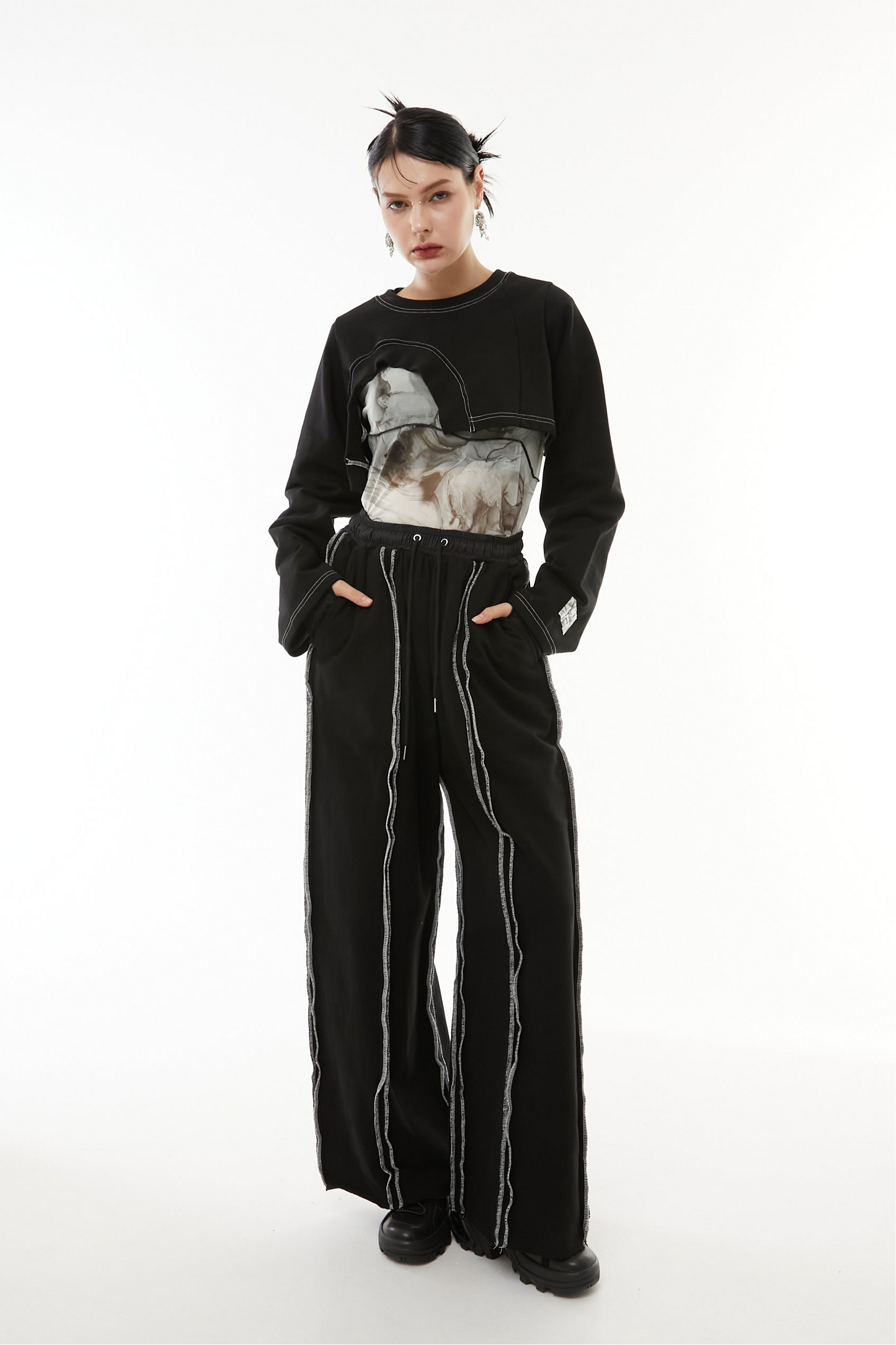 Asymmetric short hem tops