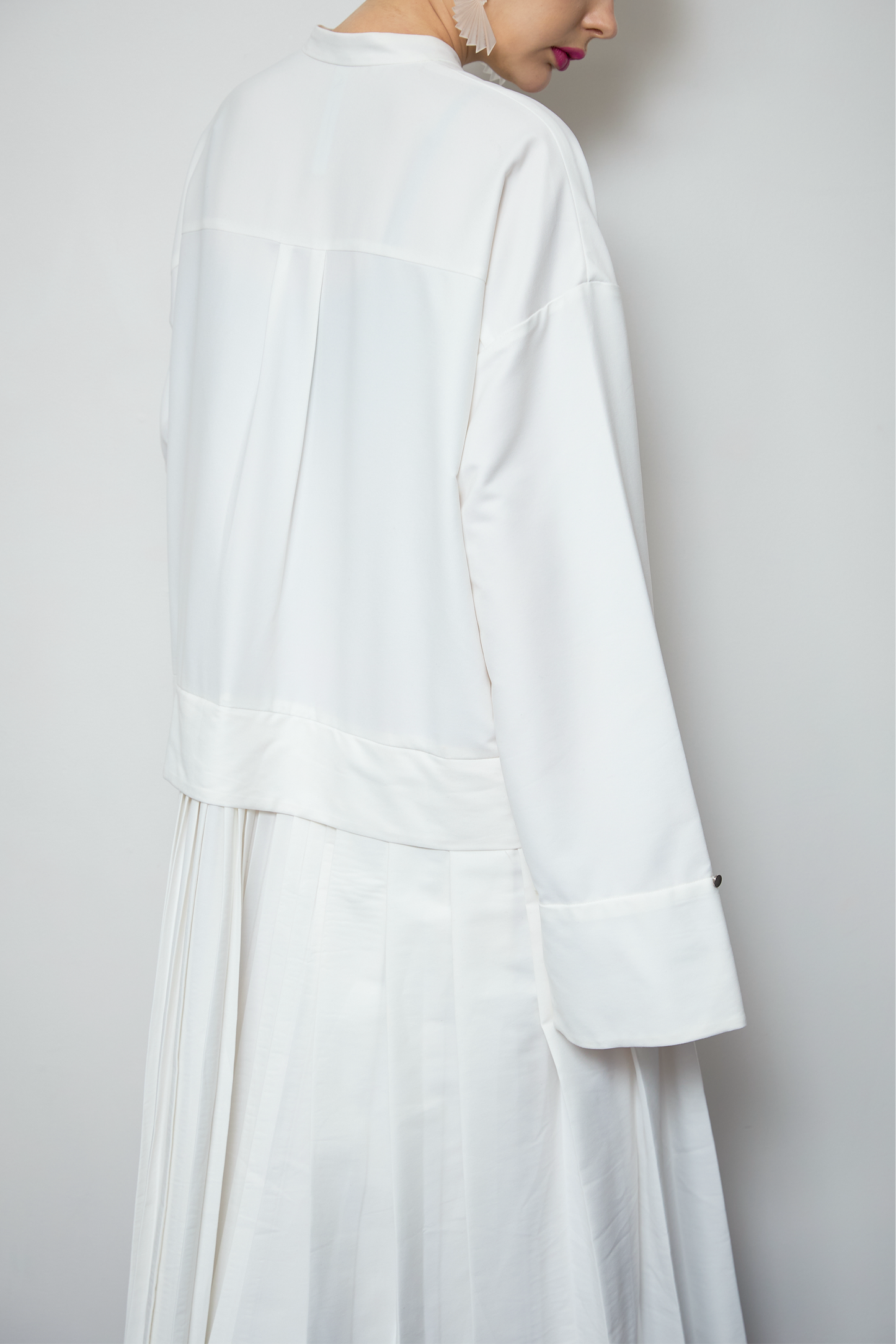 2way sleeve pleated one piece