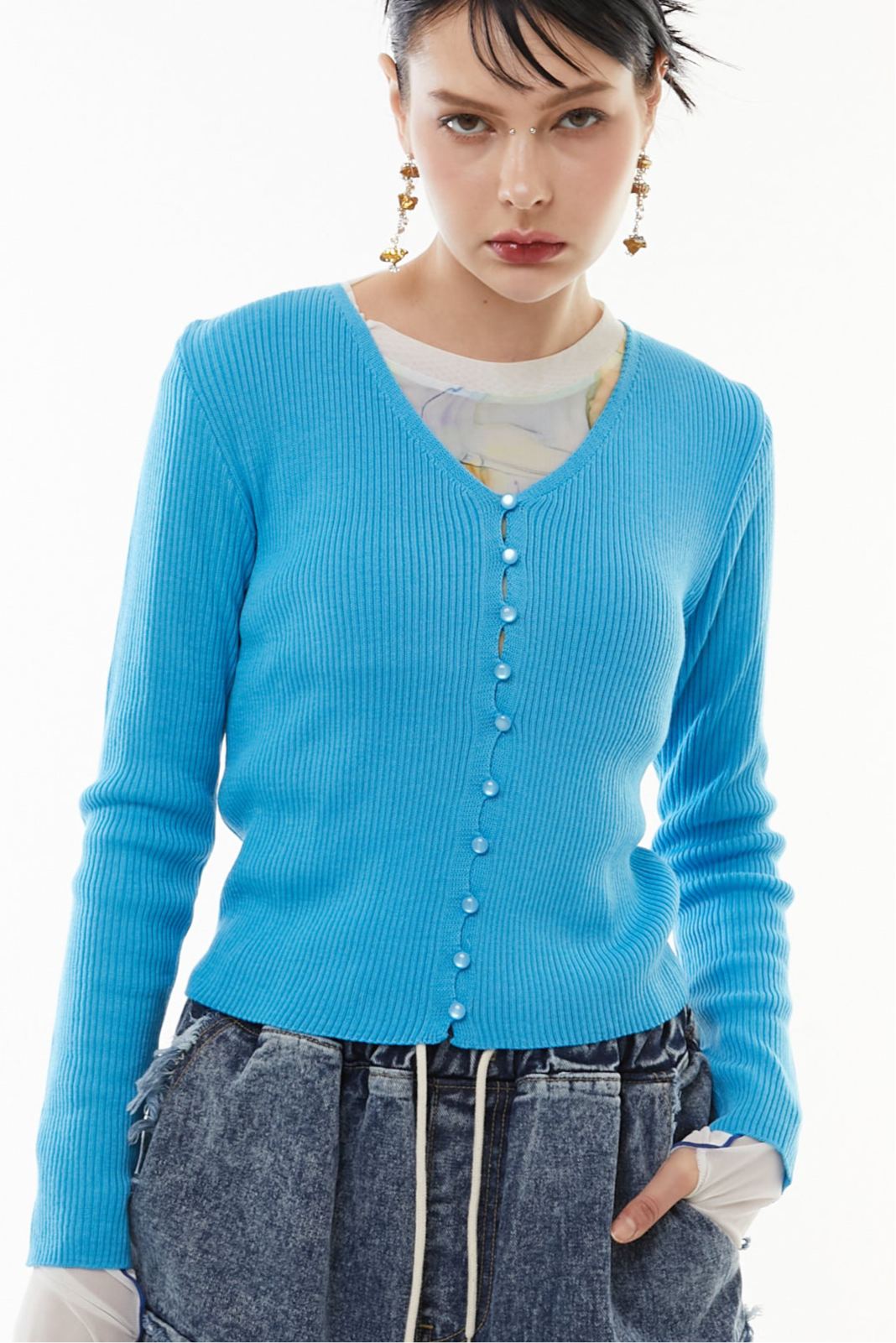 Sharp line knit cardigan