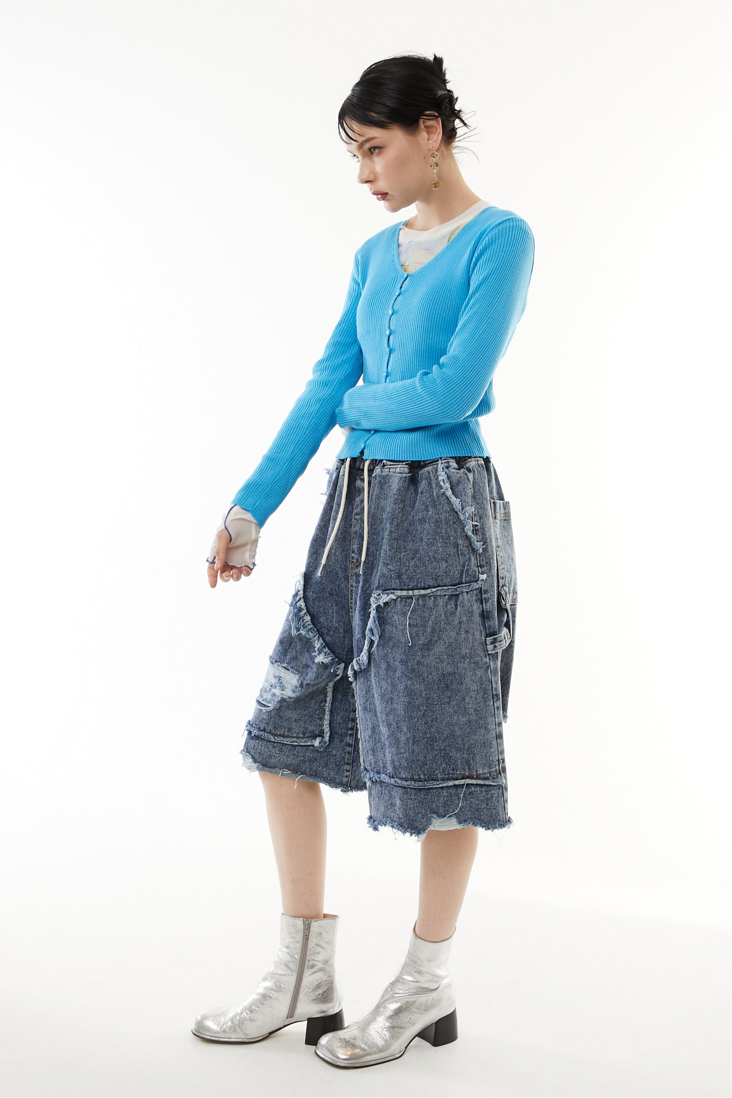Sharp line knit cardigan