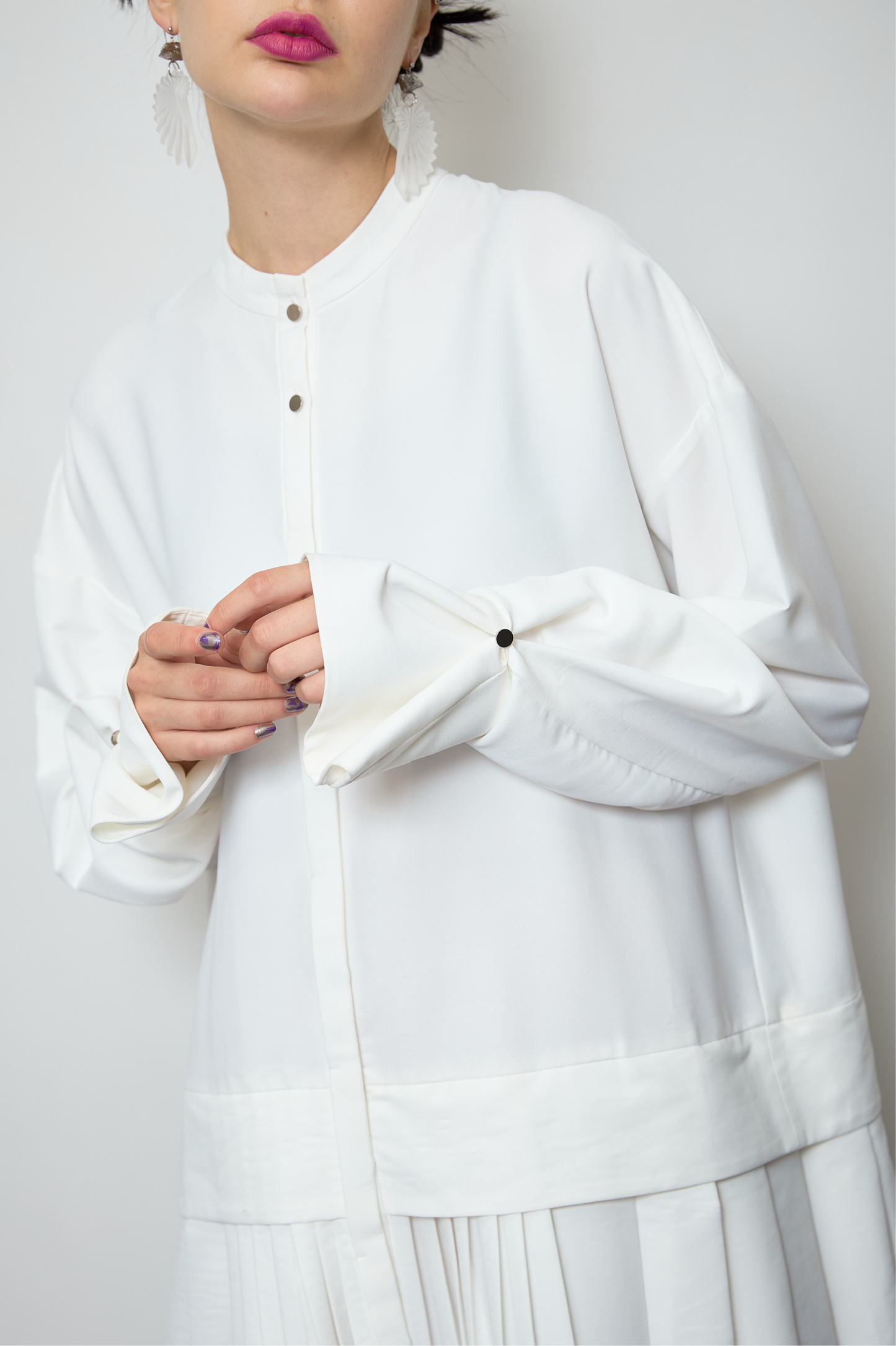 2way sleeve pleated one piece