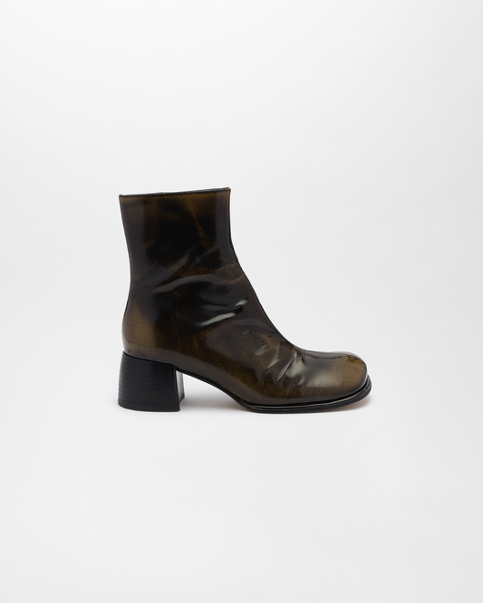 ADELA LEATHER BOOTS【Gloss Brown】
