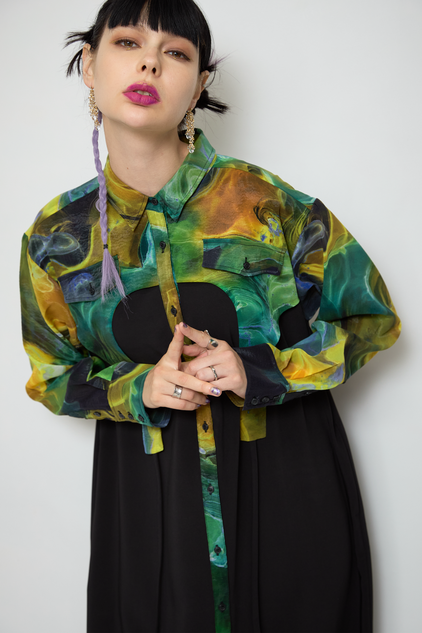 Marble paint irregular hem one piece