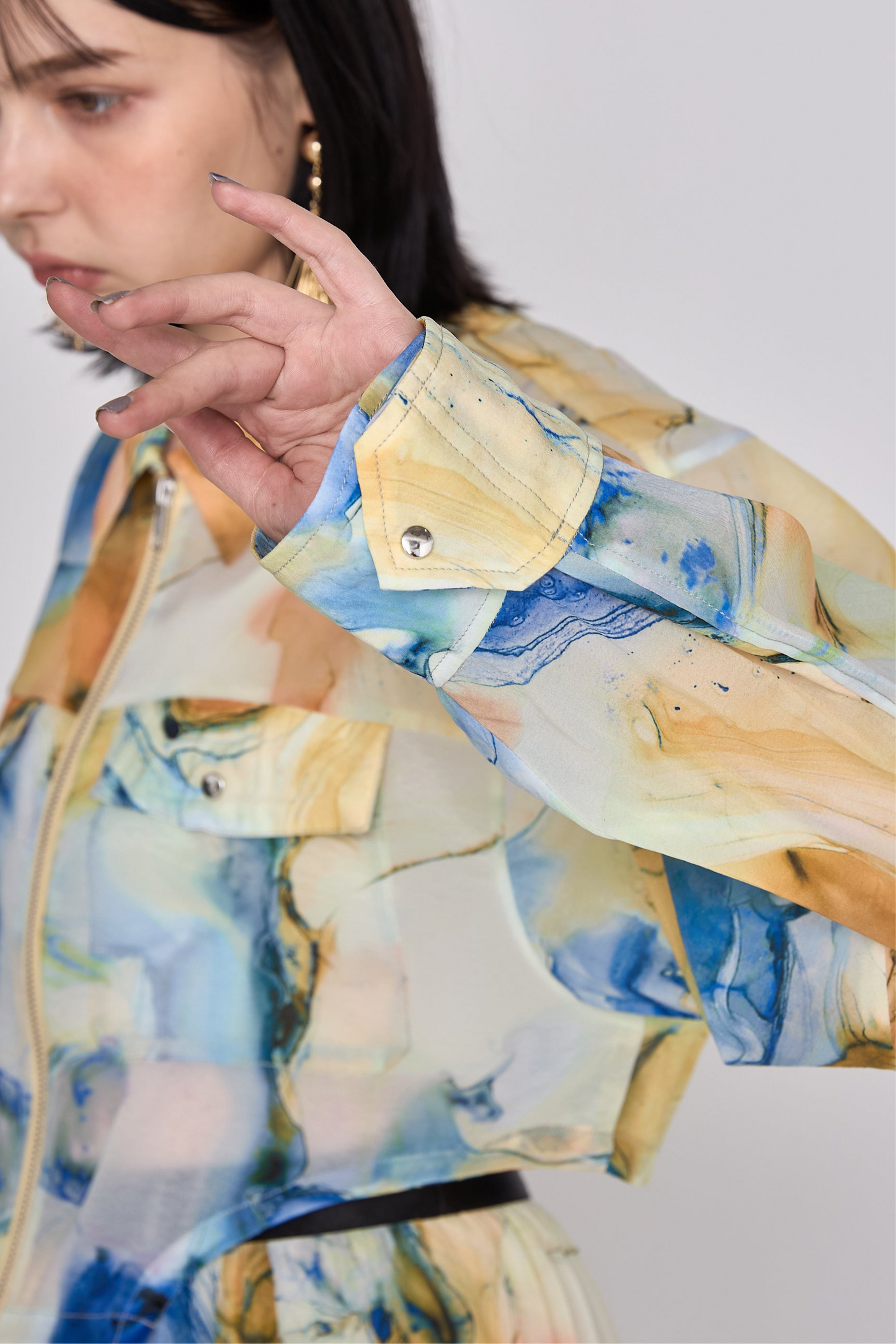 Marble paint zip shirt