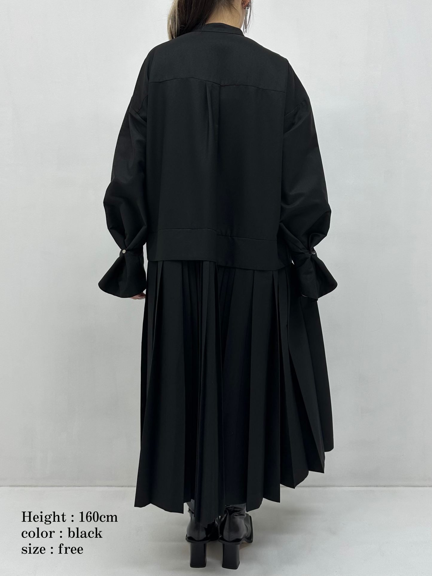 2way sleeve pleated one piece