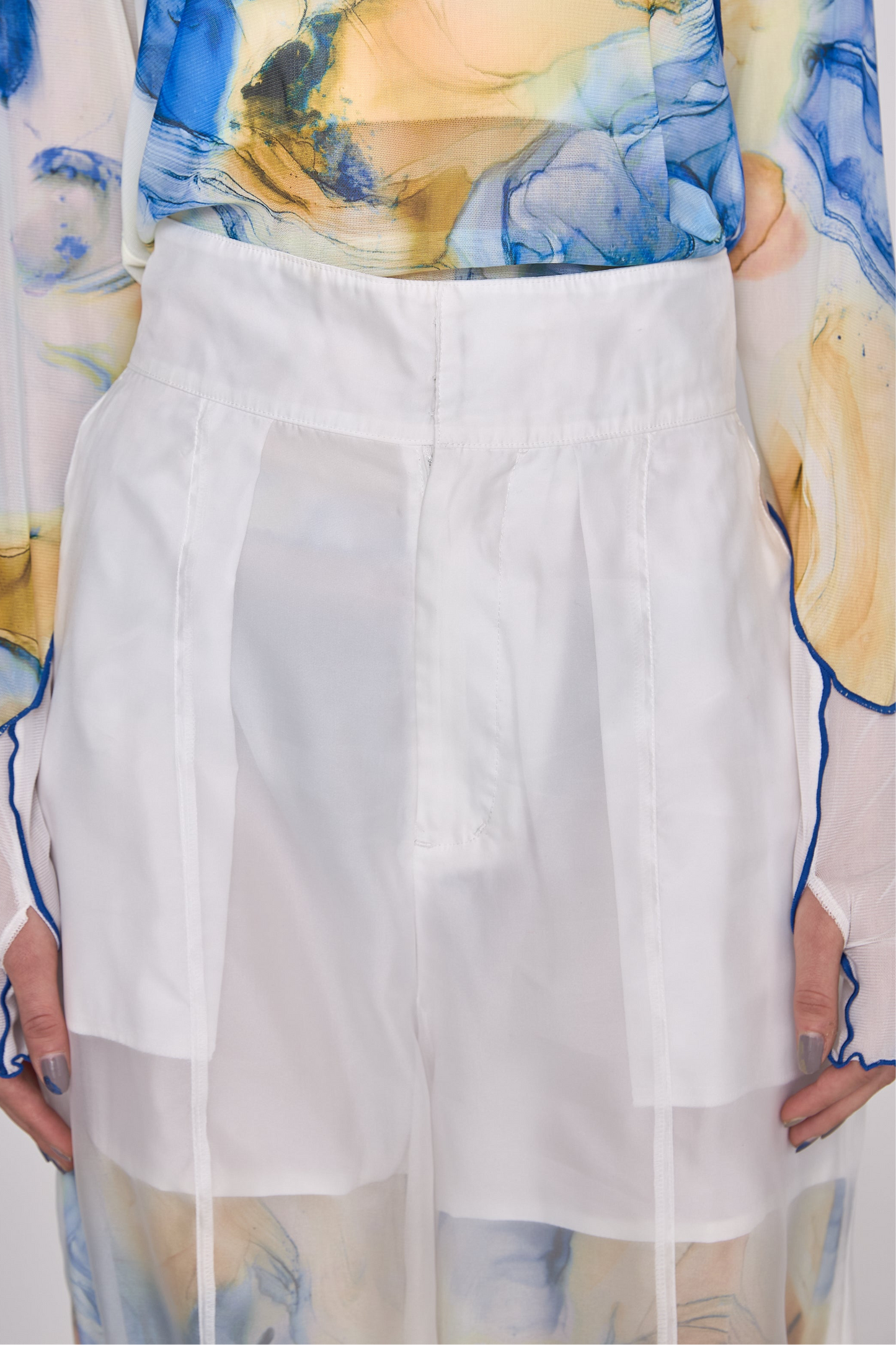 【残1点】Marble paint sheer wide pants